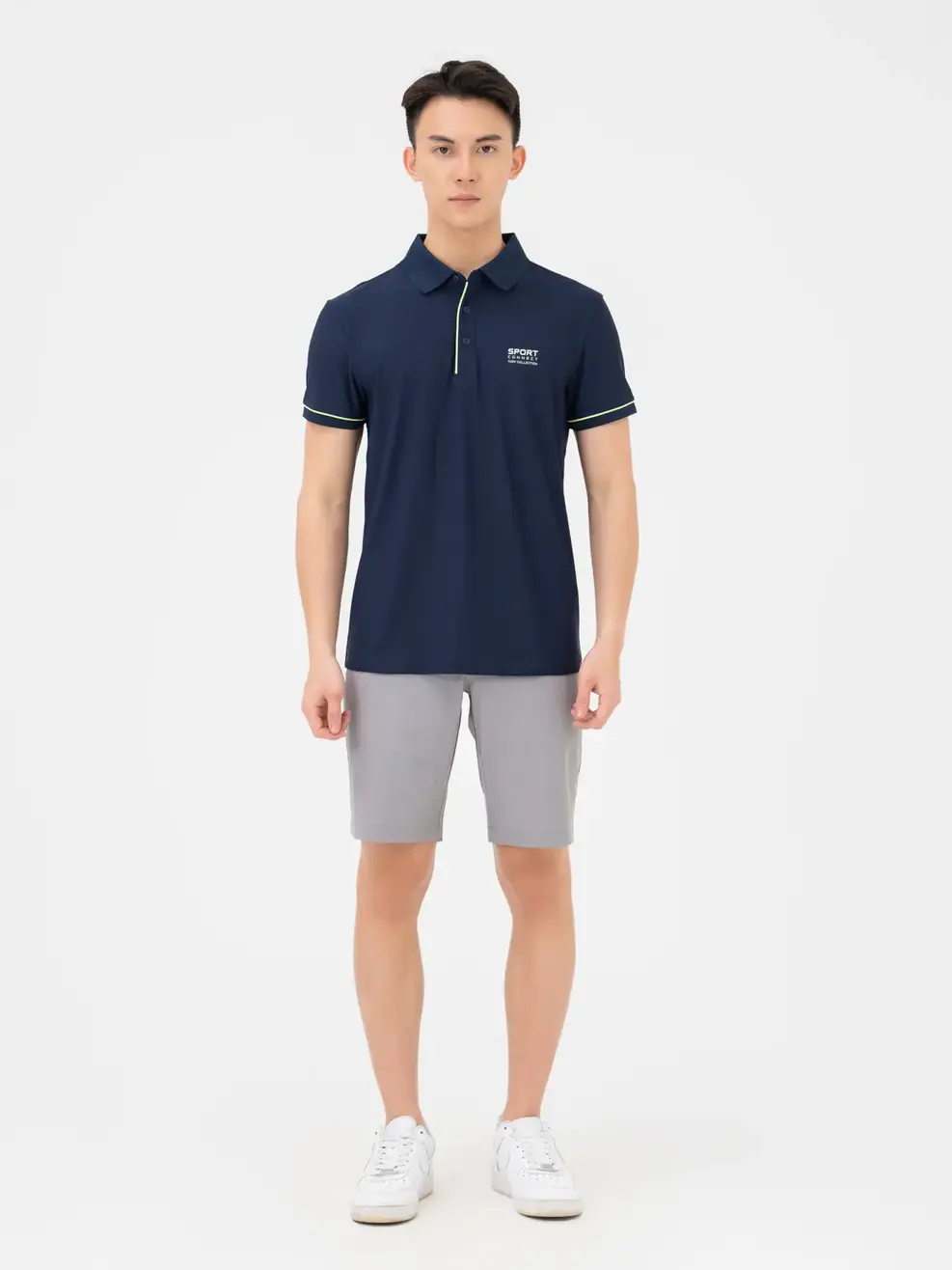 Polo Thể Thao Nam Airycool In Ngực Phối Màu - Navy - M