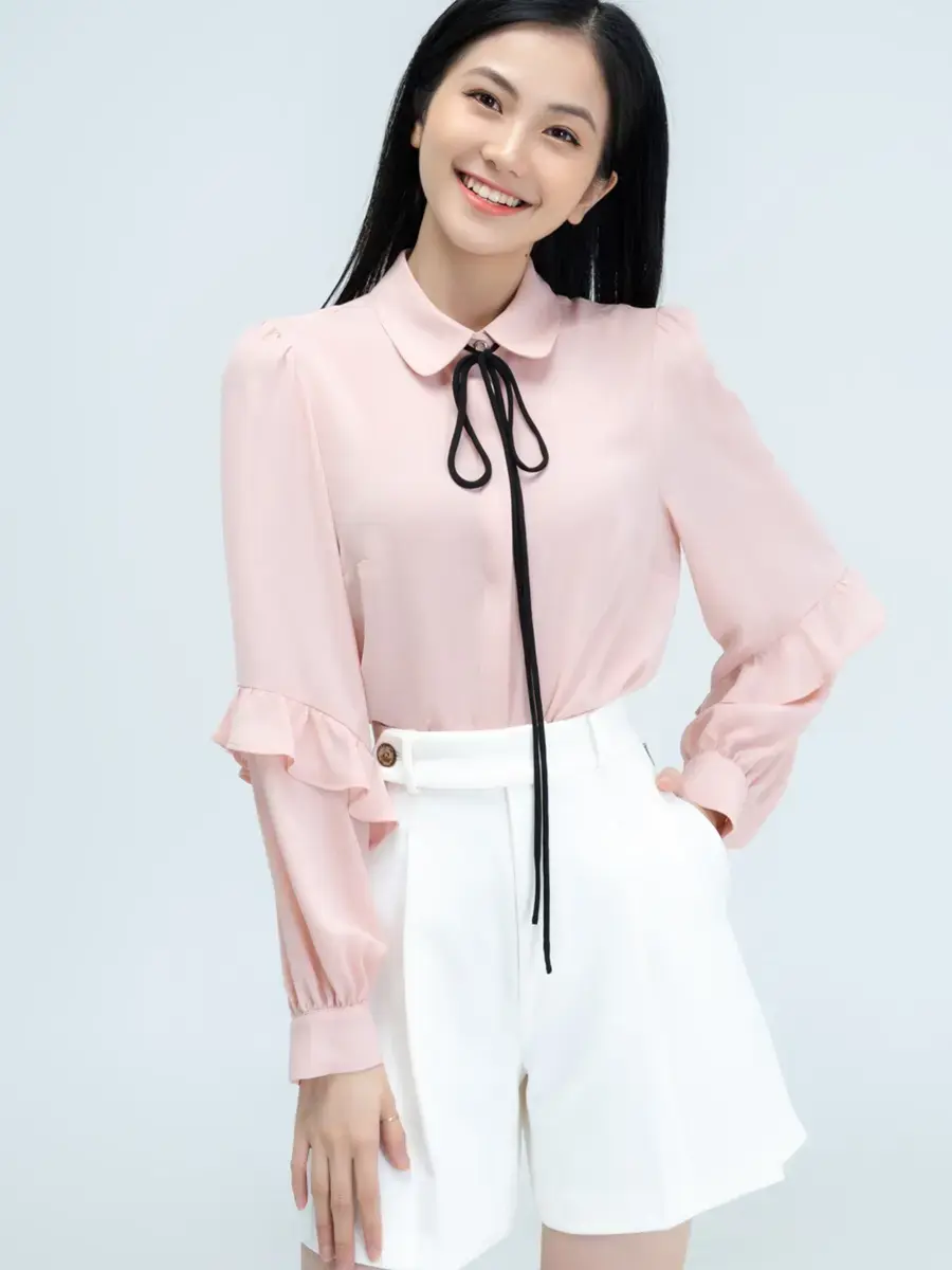 Sơ mi sen bèo tay - Hồng - L