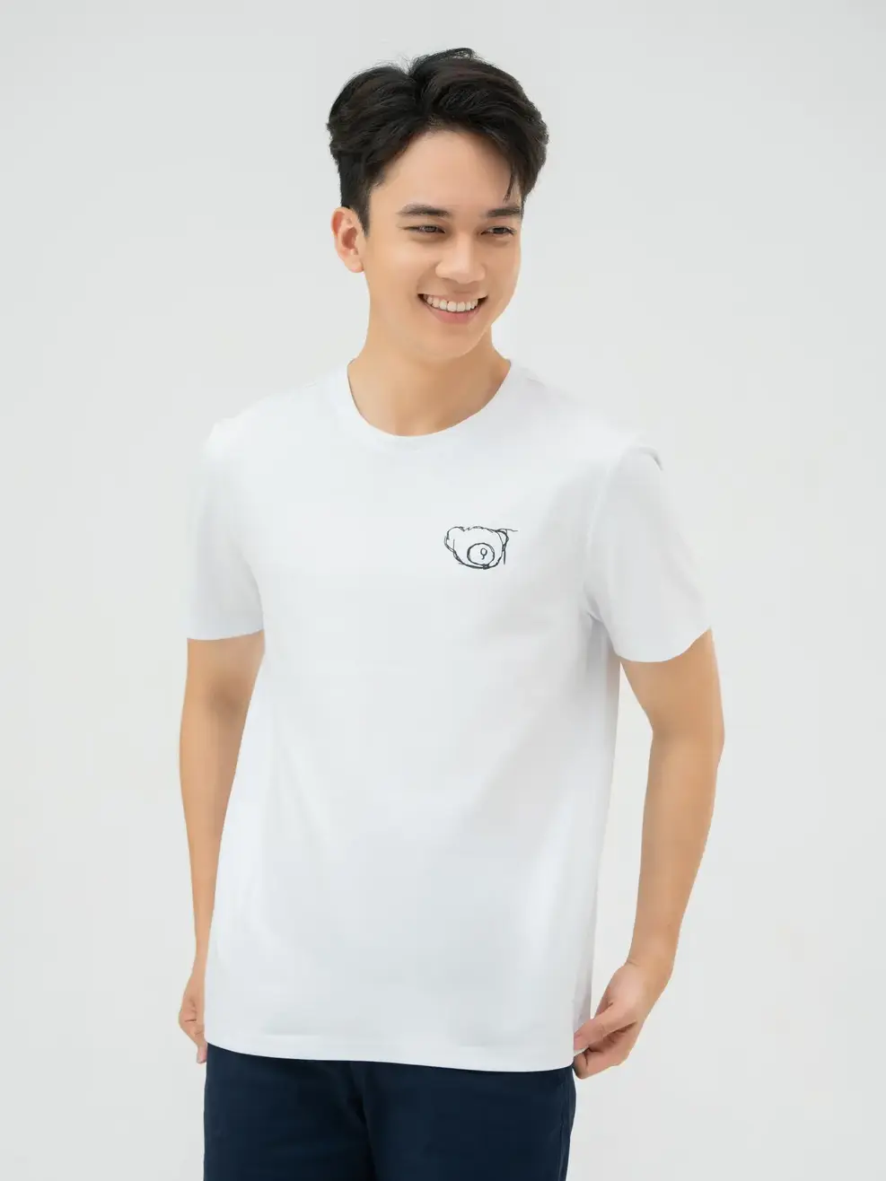 T-shirt Nam In Gấu Bột Ngô - Trắng 1 - M