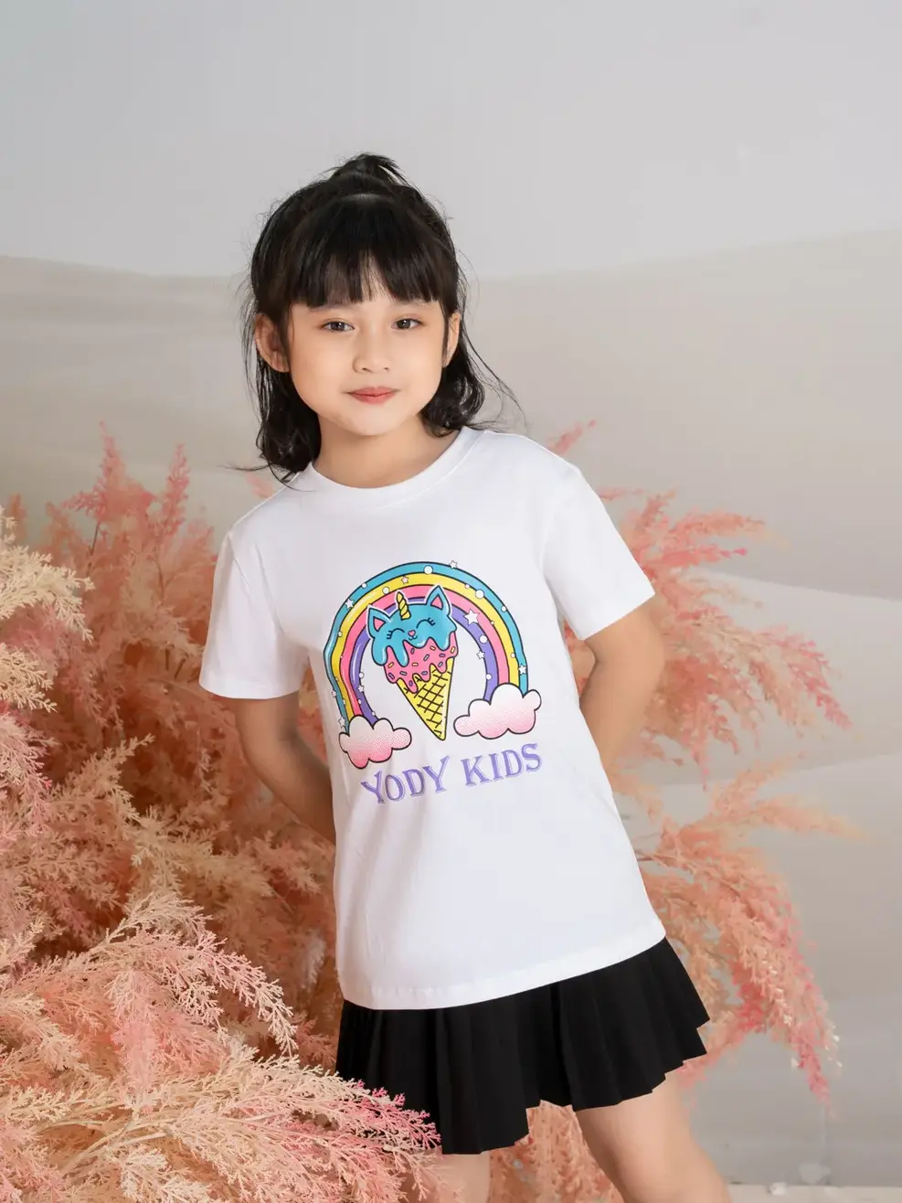 Tshirt kid in cầu vồng kem - Trắng - 6