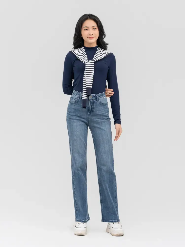 Khăn Len Nữ Phối Kẻ - Tím than kẻ trắng - F