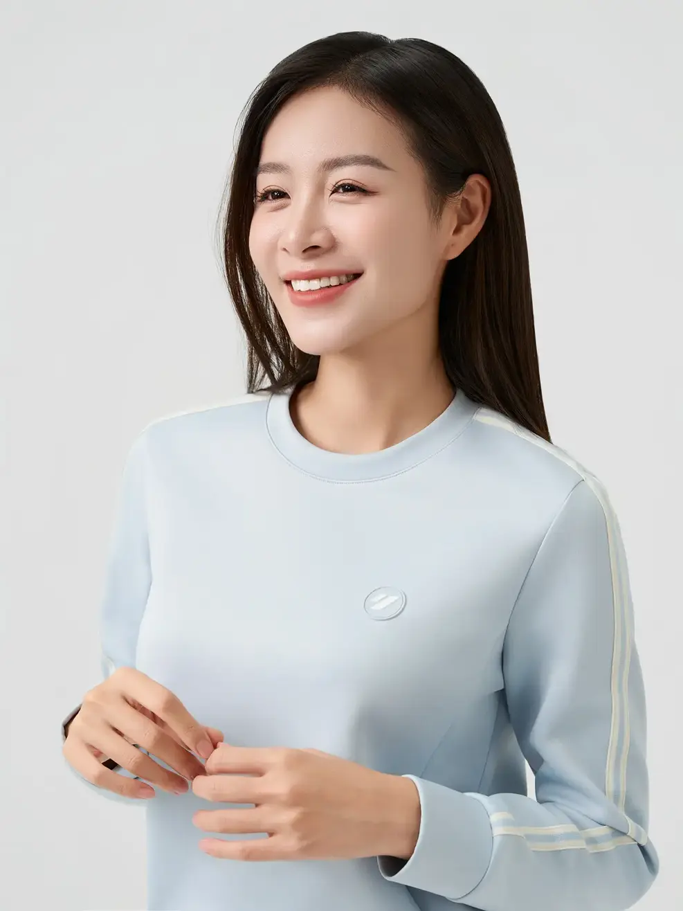 Bộ Đồ Double Face Cổ Tròn Phối Dây Dệt - Xám 193 - S