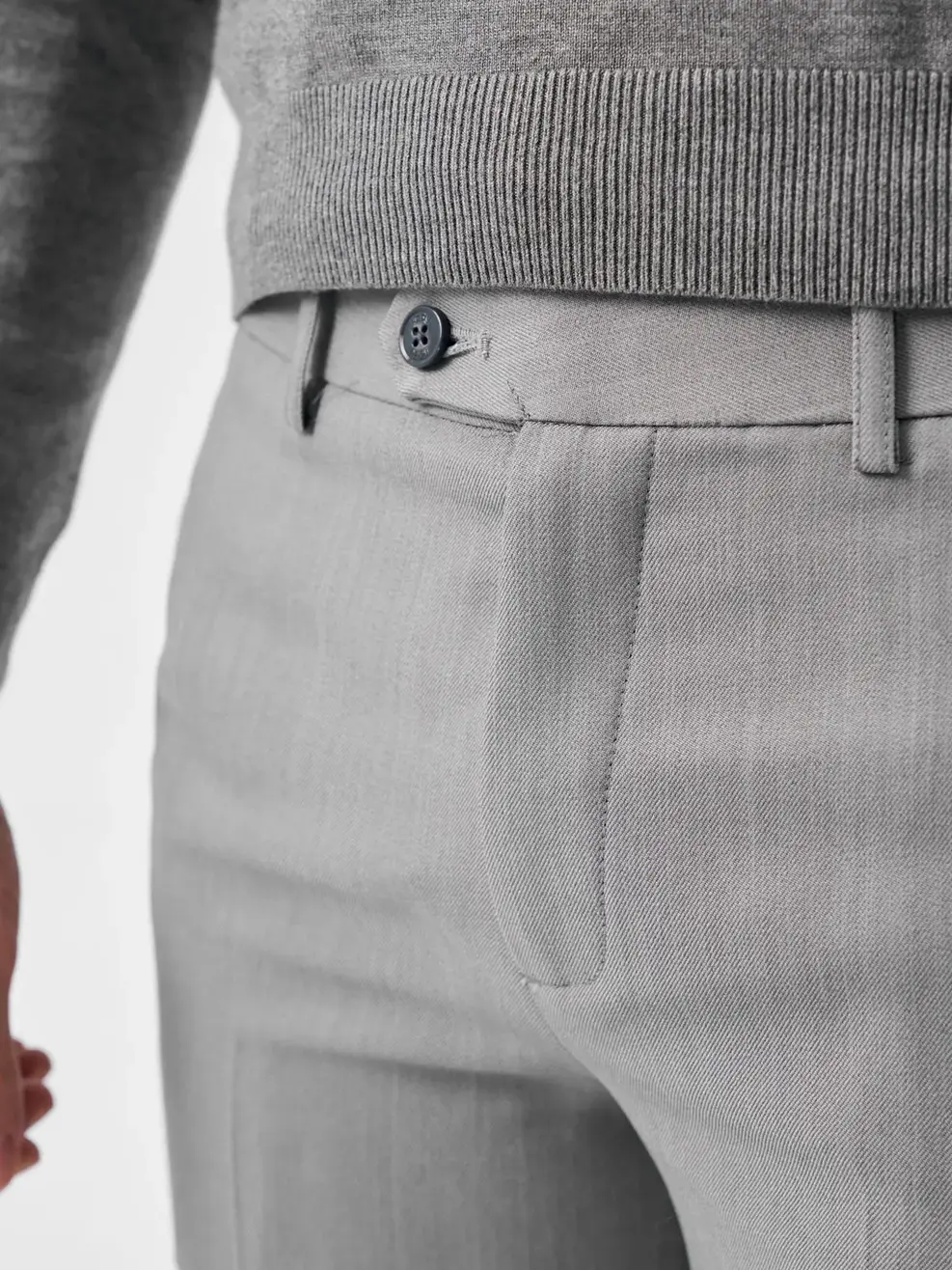 Quần Âu Nam Nano Melange Thêu - Ghi - 29