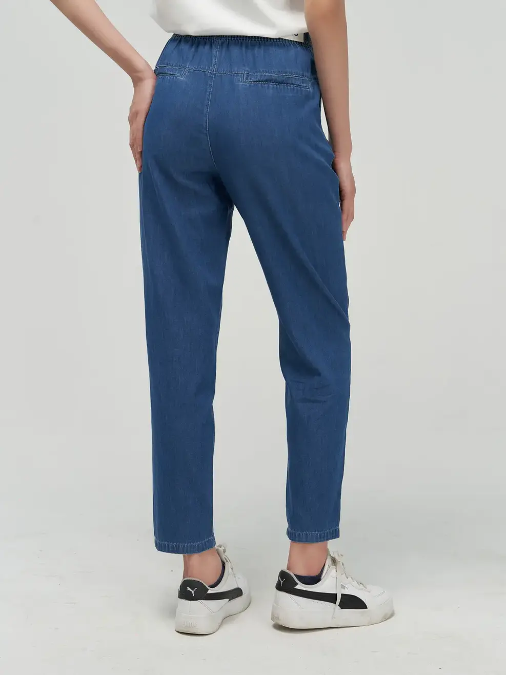 Quần Jean baggy cạp chun - Xanh đậm - 26