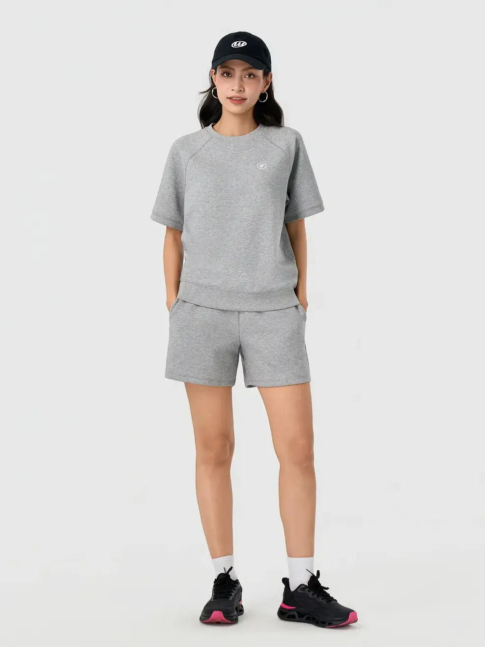 Bộ Đồ Nữ Tay Raglan - Melange xám 52 - S