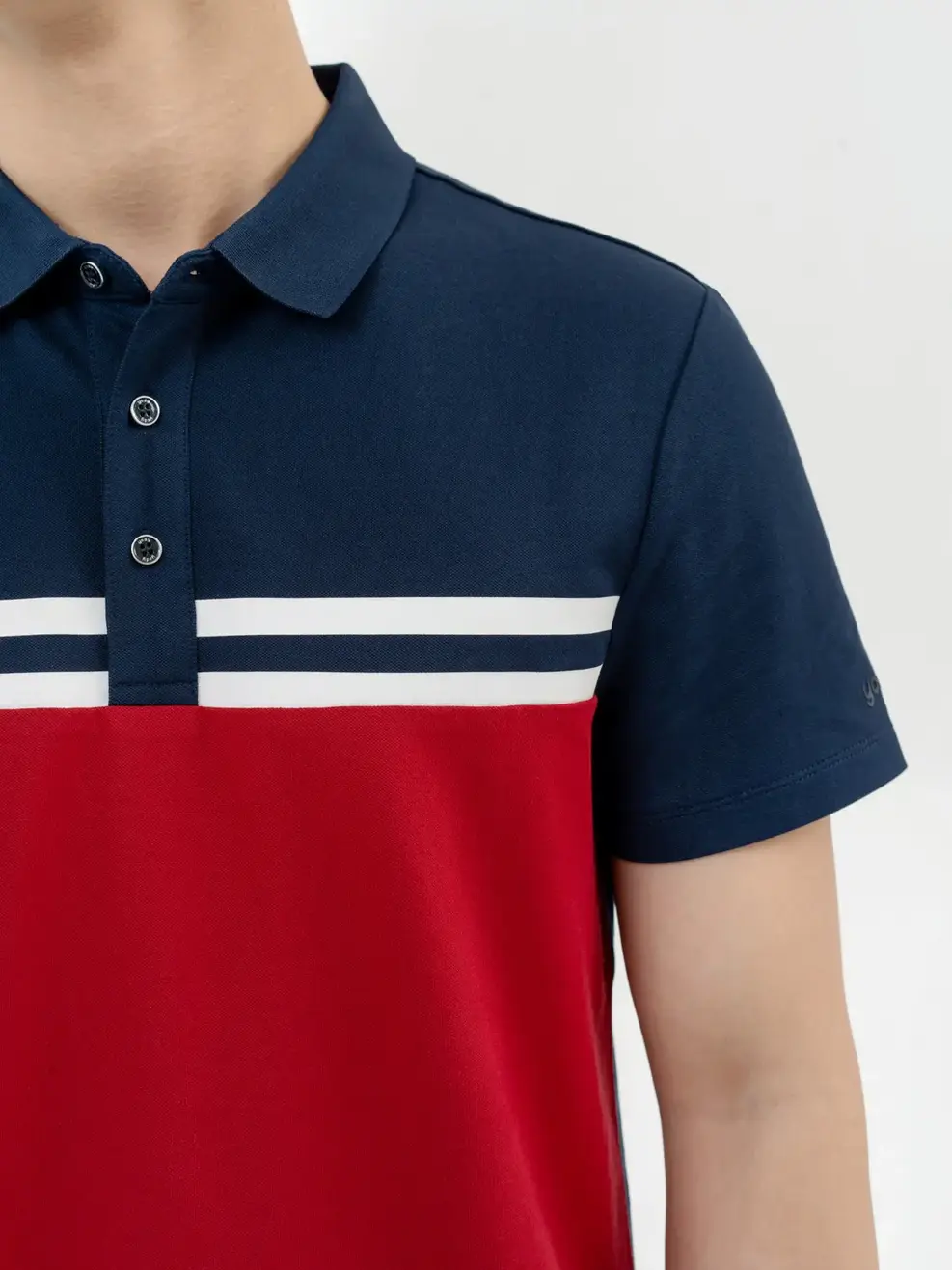 Áo Polo Nam Mắt Chim Phối Màu In Kẻ - Đỏ - M
