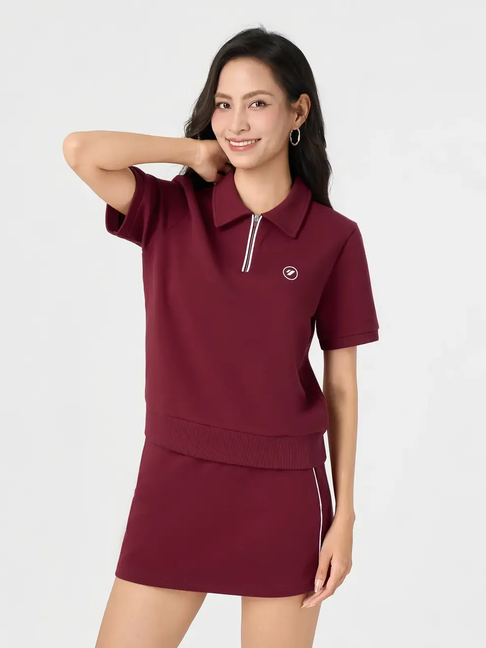 Bộ Đồ Nữ Cổ Nẹp Khóa Chân Váy - Đỏ 050 - S