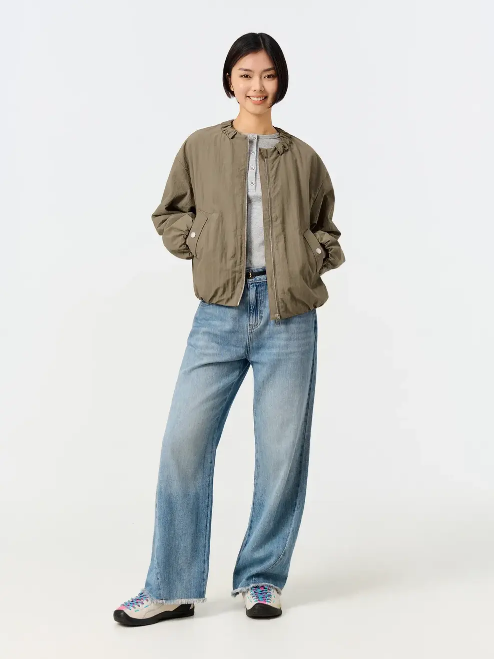 Áo Khoác Gió Nữ Cổ Tròn -  Nâu 251 - S