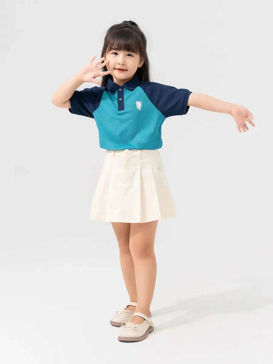 ÁO POLO TRẺ EM IN GẤU - Xanh - 6