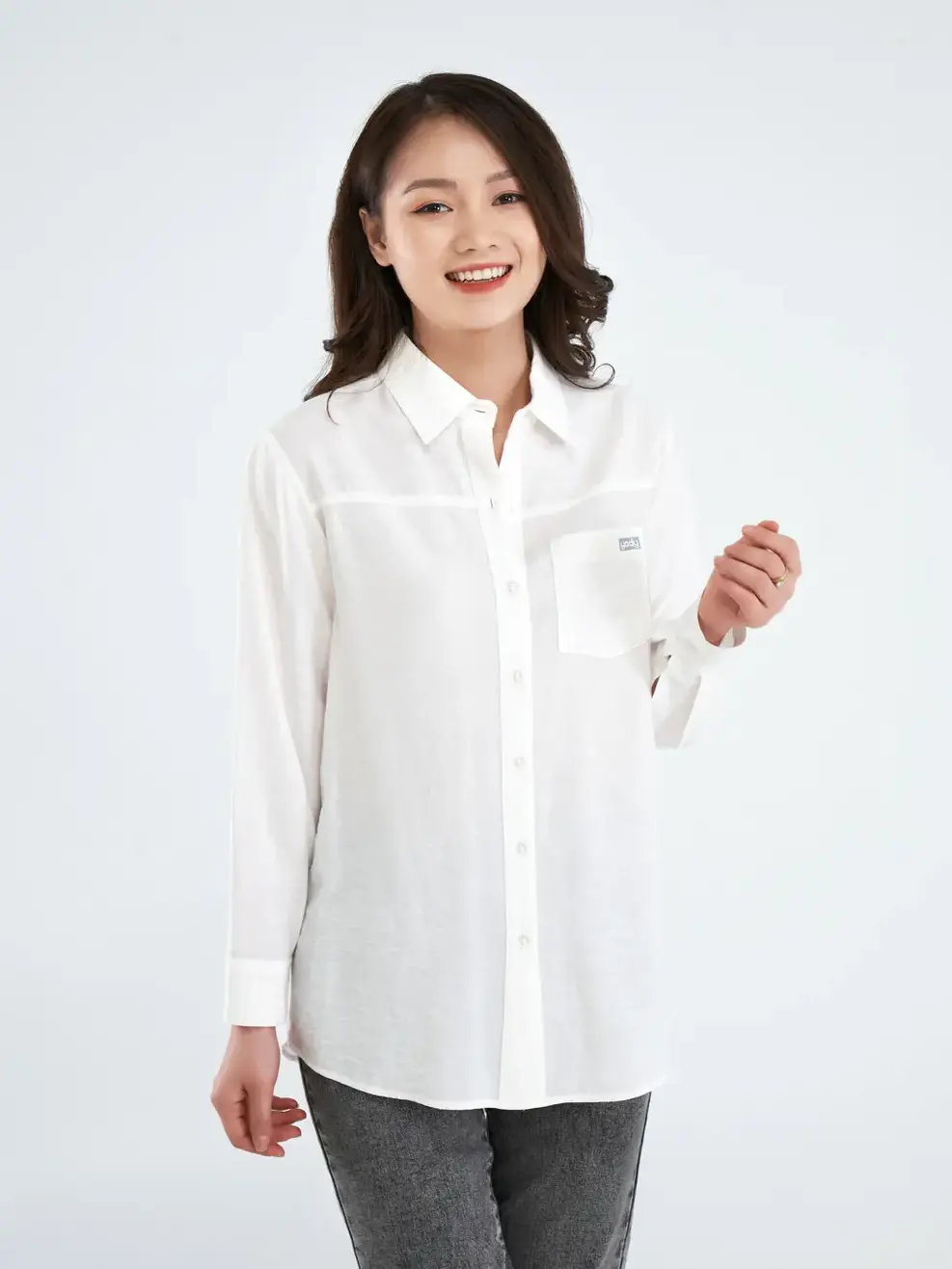 Sơ mi dáng rộng - Trắng - M