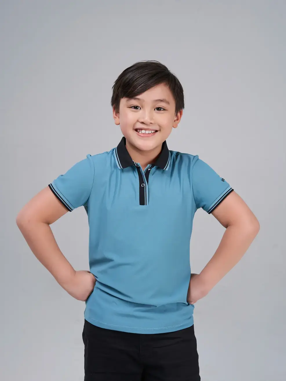 Áo Polo trẻ em Airycool nẹp bo - Xanh ngọc - 14