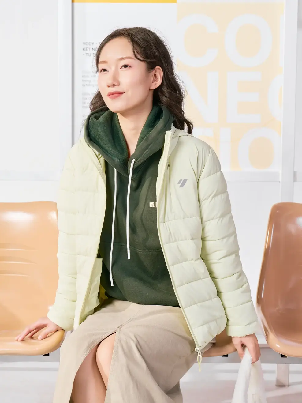 Áo Phao Nữ Mũ Ẩn 4S.Plus - Xanh lá 083 - S