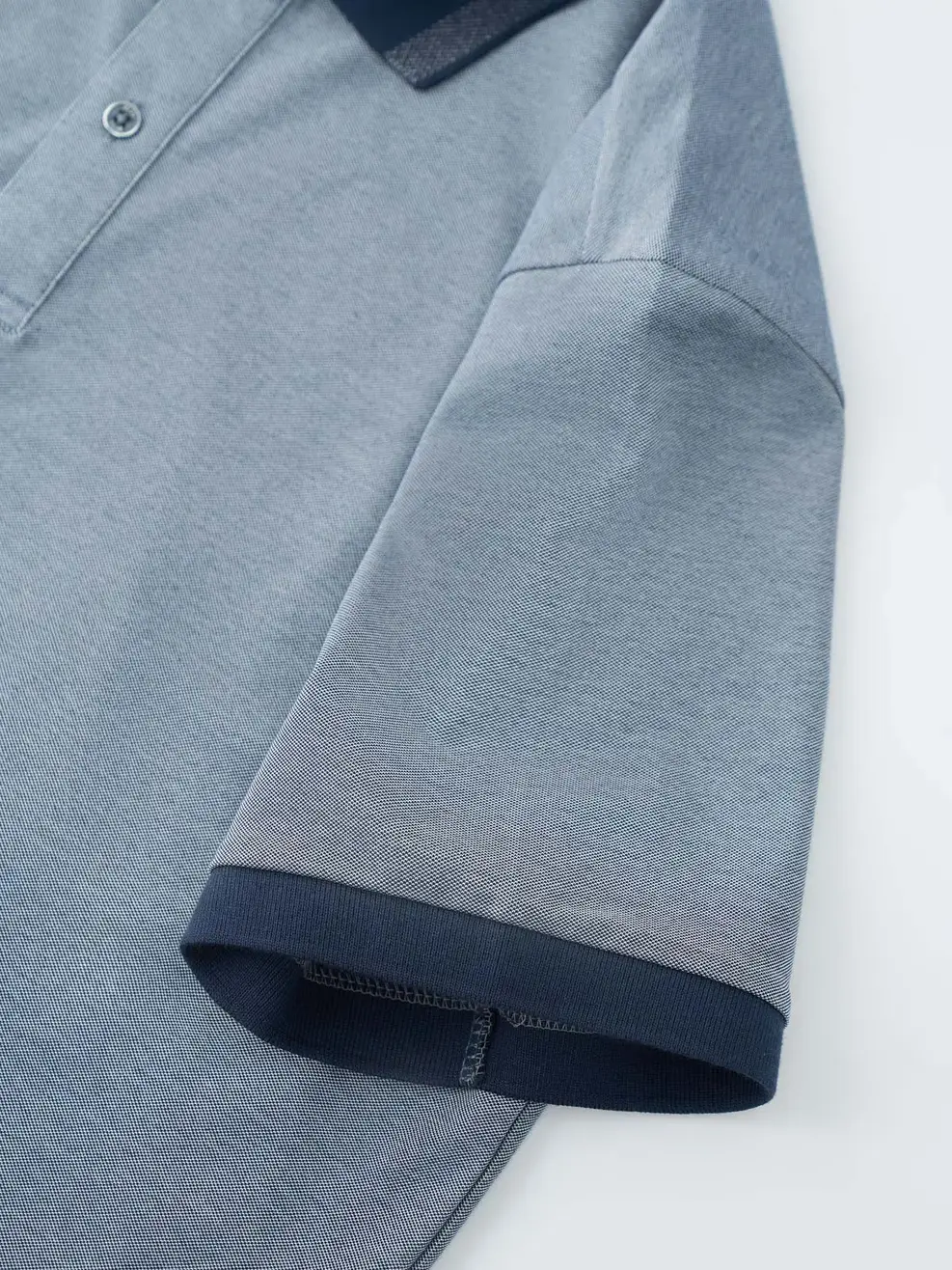 Áo Polo Nam Ngắn Tay Phối Bo - XANH XÁM MELANGE - 2XL