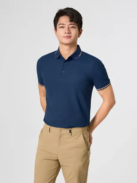 Áo Polo Vải Siêu Co Giãn Bo Cổ Dệt