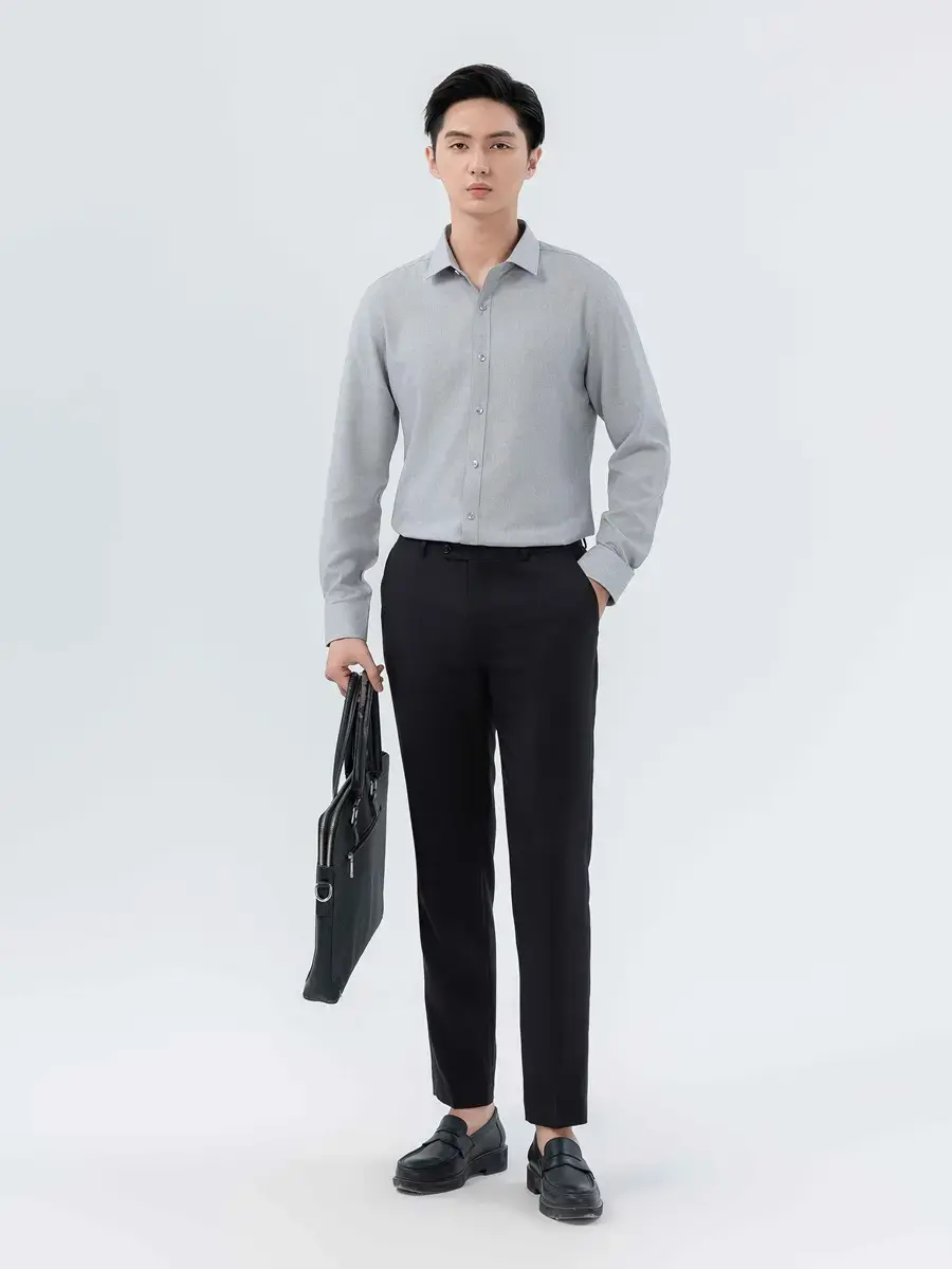 Sơ Mi Tay Dài Nam Cafe - Ghi Đậm - M