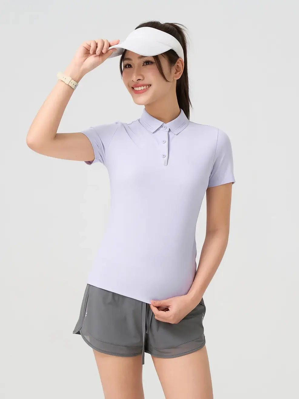 Áo Polo Nữ Airycool Ép Seam Lá Cổ Laser - Màu tím 002 - XS