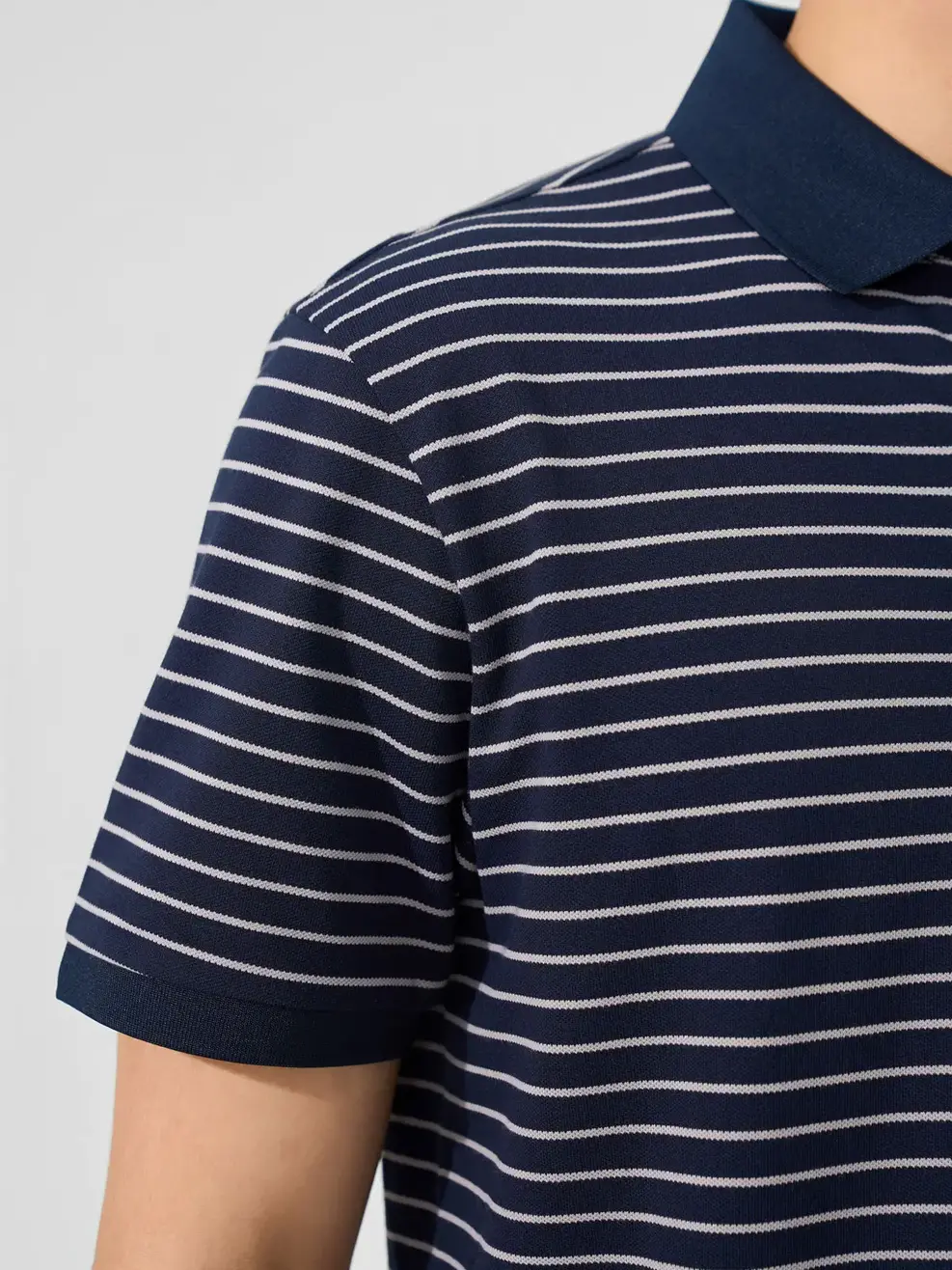 Áo Polo Nam Regular Họa Tiết Kẻ Ngang - Kẻ Tím Than 130 - M