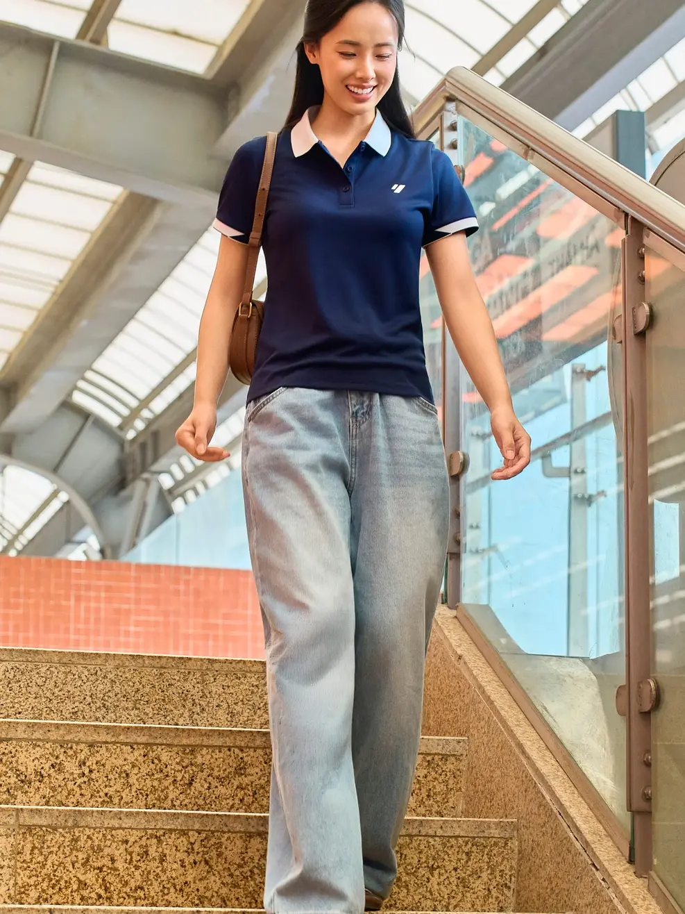 Áo Polo Nữ Sport Phối Cổ - Navy 001 - S