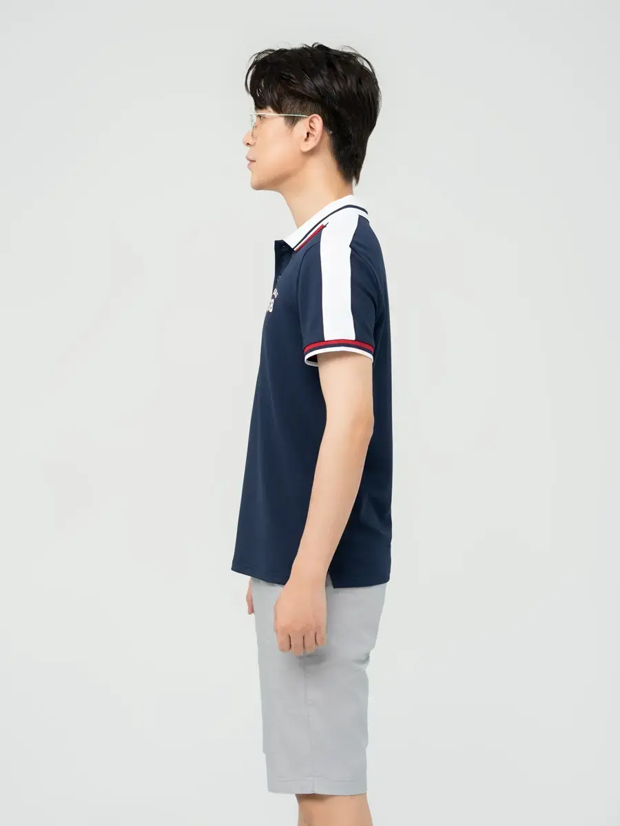 Polo Nam Cafe Phối Tay - Navy Phối Trắng 1 - M