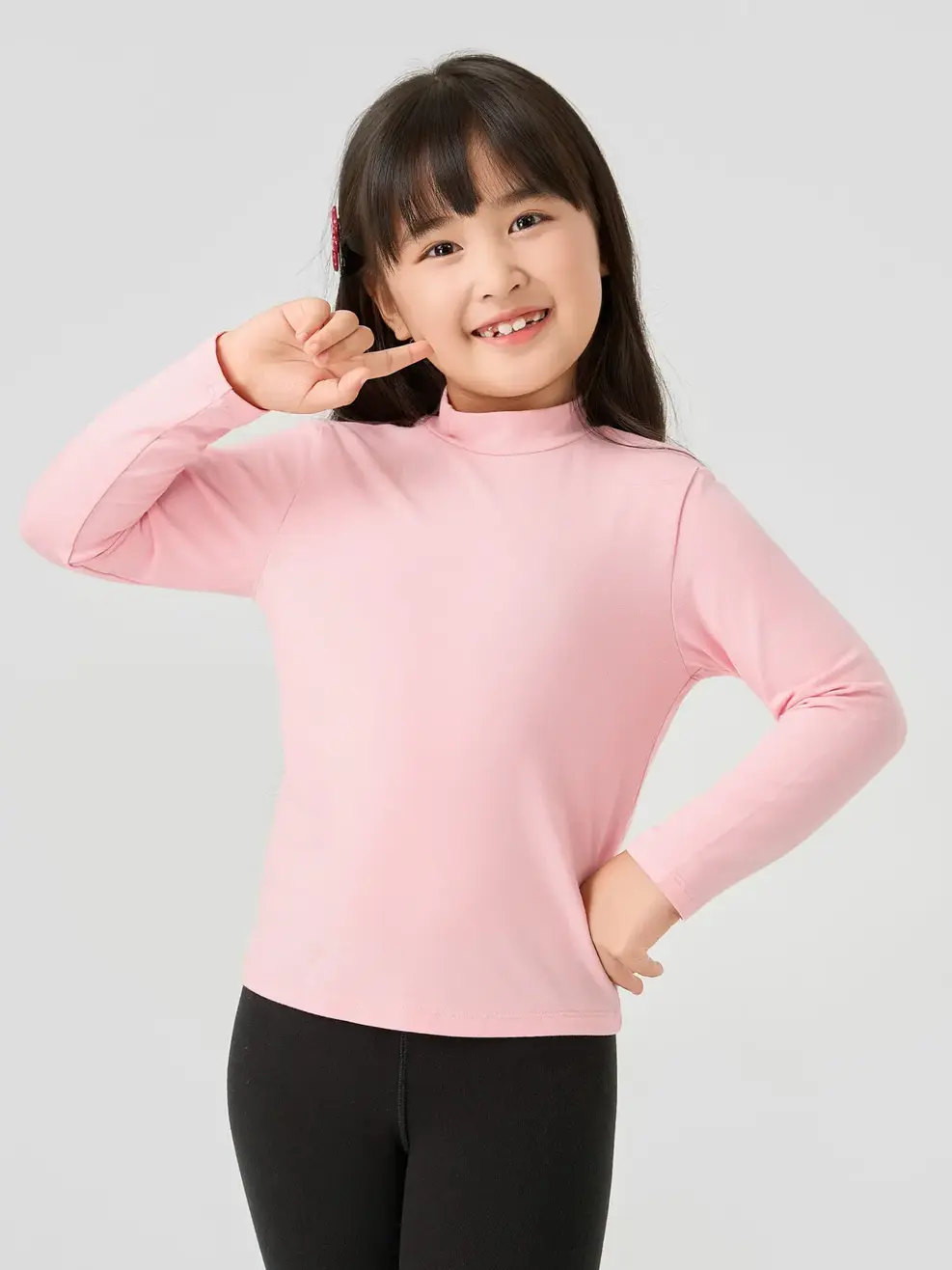 Áo CozyFit kid giữ nhiệt cổ cao-Hồng 125 - 104