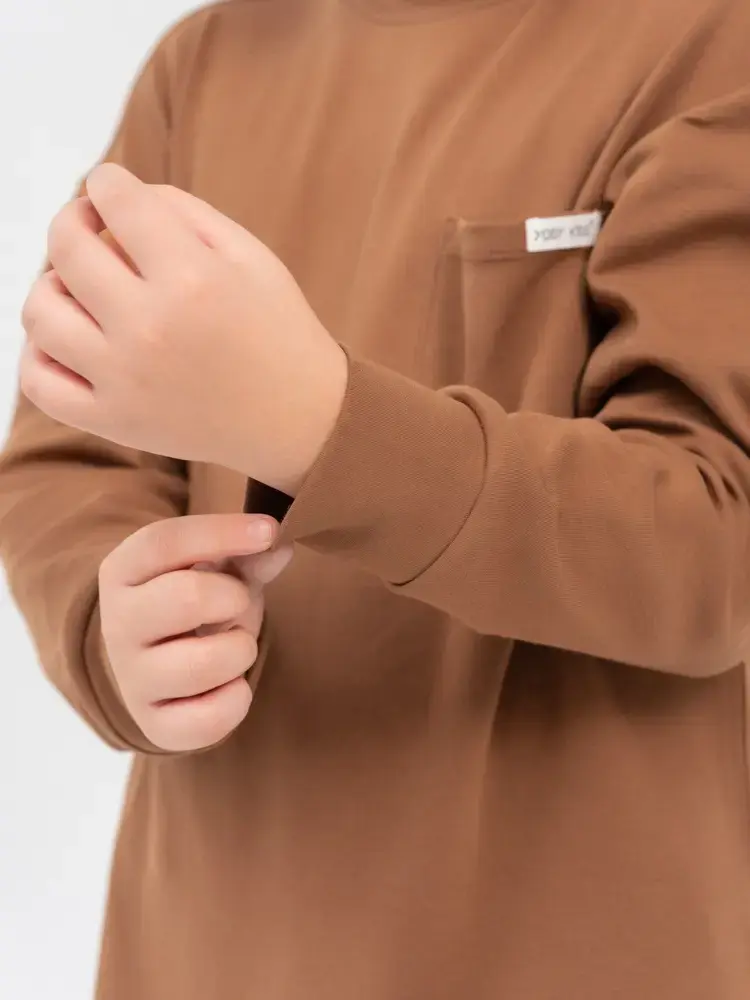 Áo Thun Kid Lớn Cổ 3cm Túi Trước Ngực - Nâu - 10