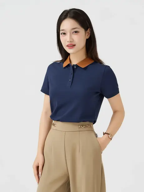 Áo Polo Nữ Ngắn Tay Cổ Phối Bo - Thoáng Khí - Năng Động