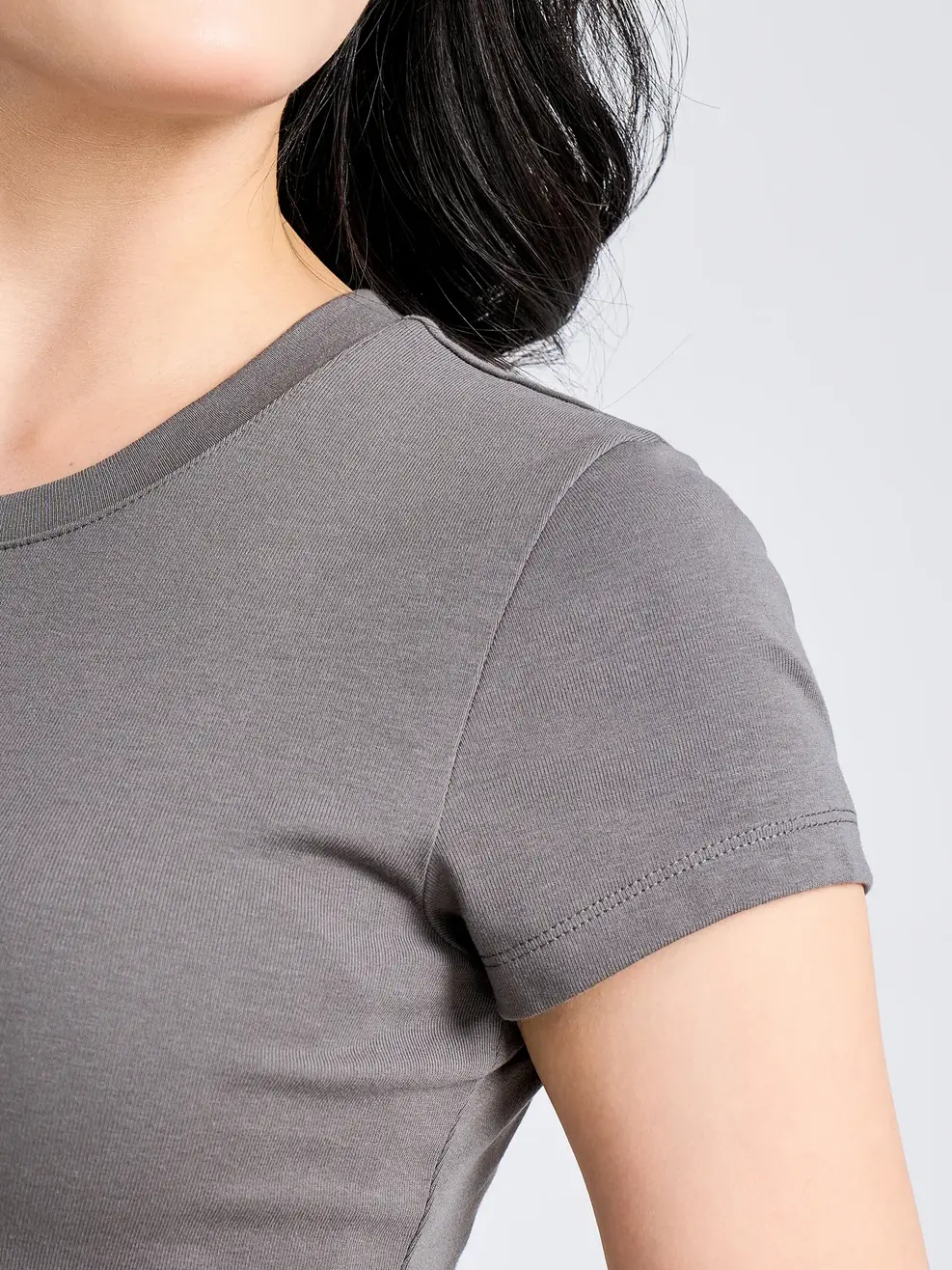 Áo Phông Nữ Slimfit Thun Rib Coton Mềm (TSN7275) - Than chì 007 - S