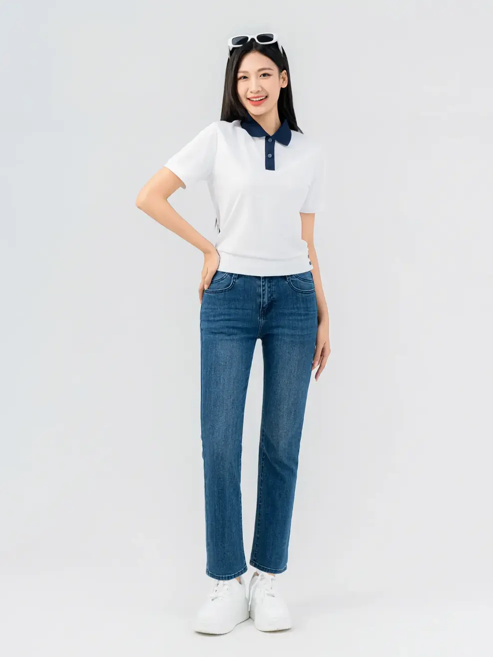 ÁO POLO NỮ GẤU BO - Trắng. - M