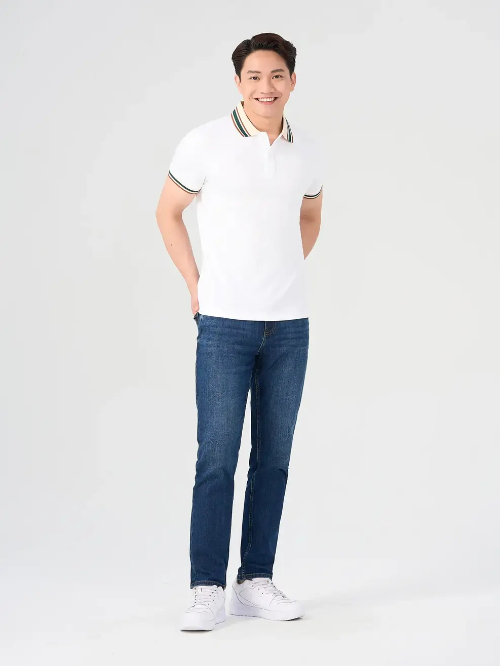 Áo Polo Nam Bo Cổ Phối Màu - Trắng - 3XL