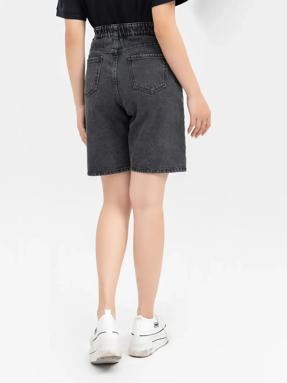 Short jean nữ lửng rộng - Đen chì - 25