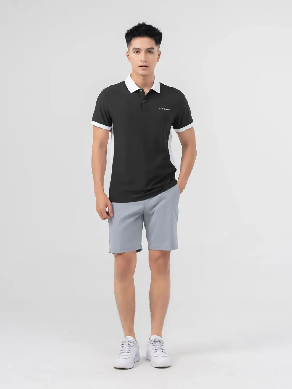 Áo Polo Thể Thao Nam Airycool Lé Sườn Phối Màu ( SAM7043 ) - Đen 001 - M