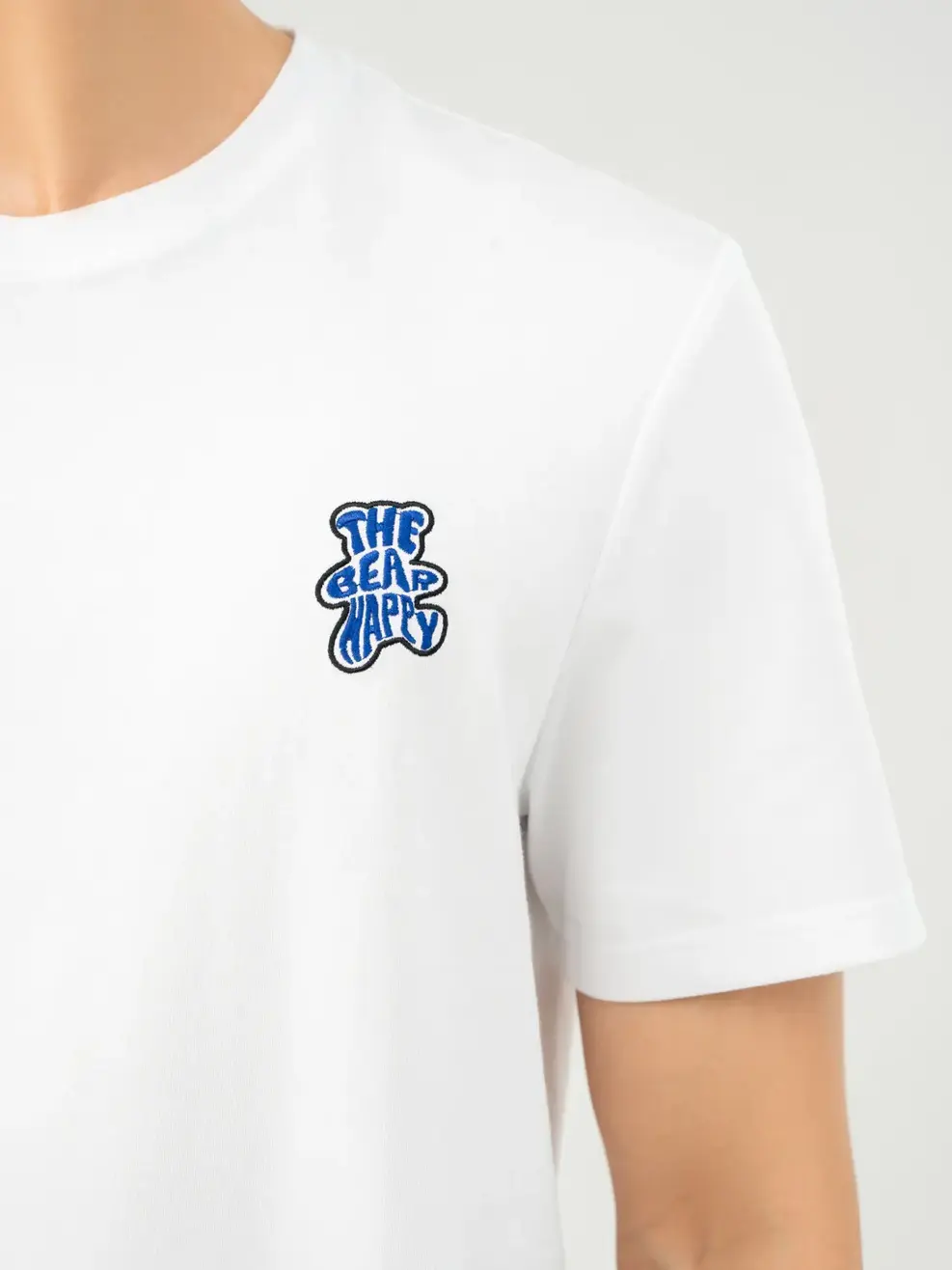 T-shirt Nam Thêu Happy Bear Bột Ngô - Trắng 1 - M