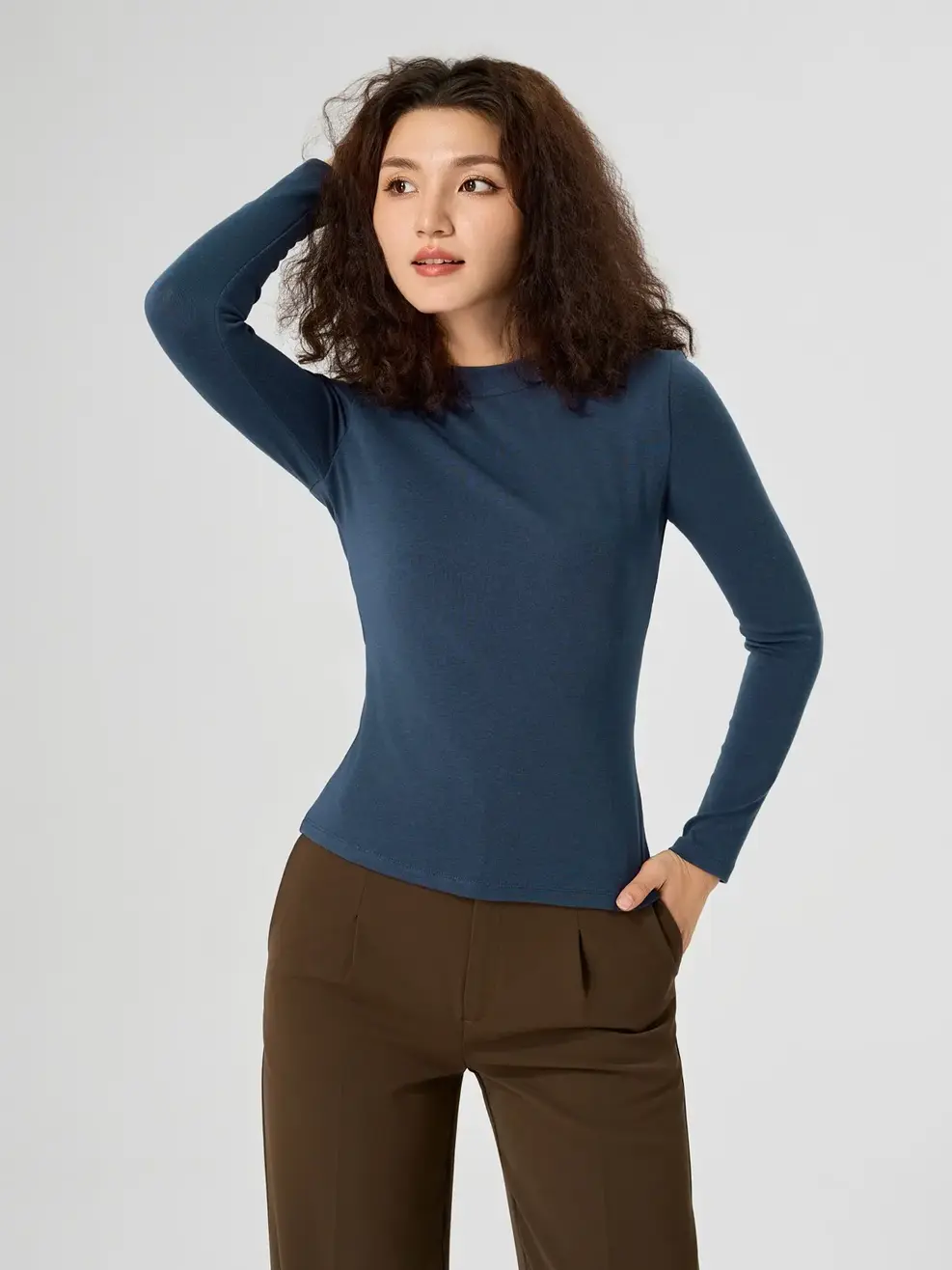 Áo Thu Đông Nữ Giữ Nhiệt Cổ  3cm - Navy - M