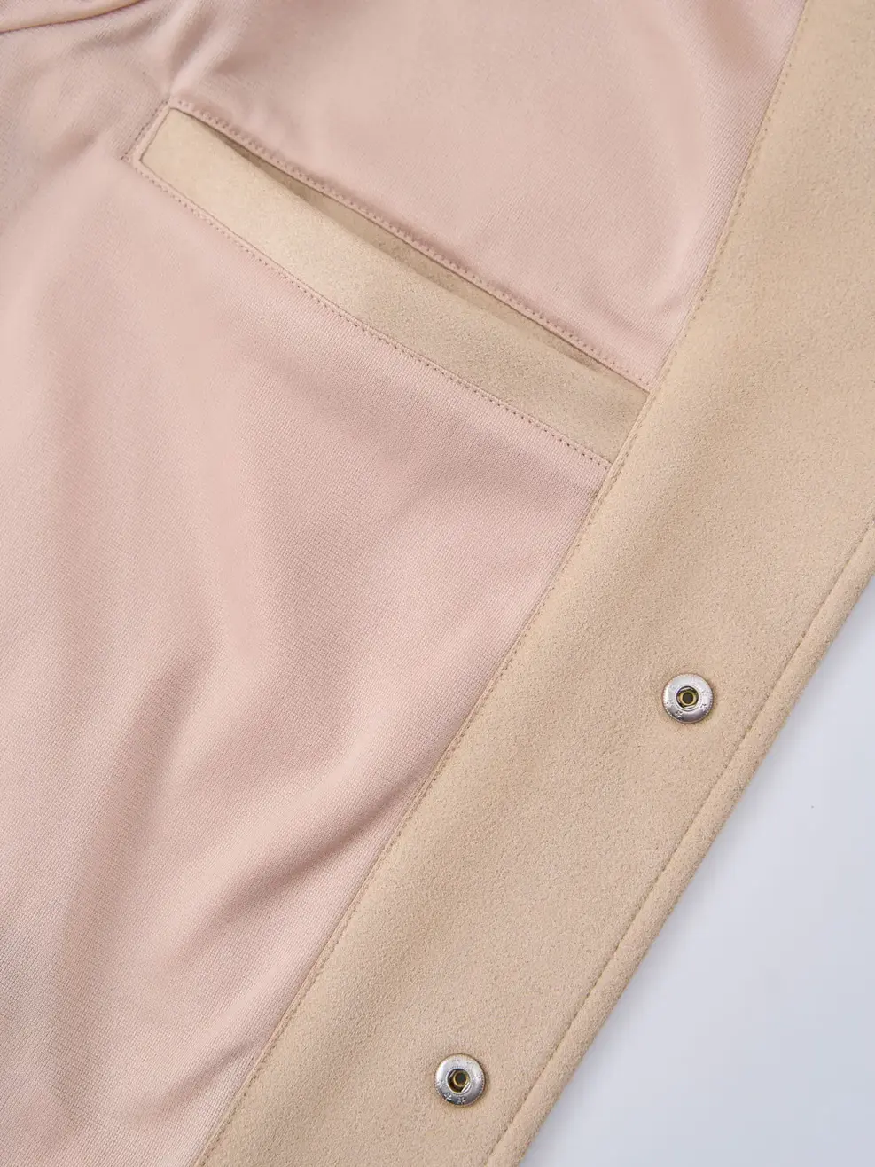 Áo Khoác Da Lộn Bomber Bo Kẻ - Be 164 - M