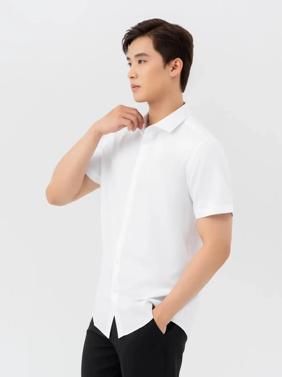 Sơ Mi Sợi Tre Cộc Tay Quốc Dân - Trắng - M