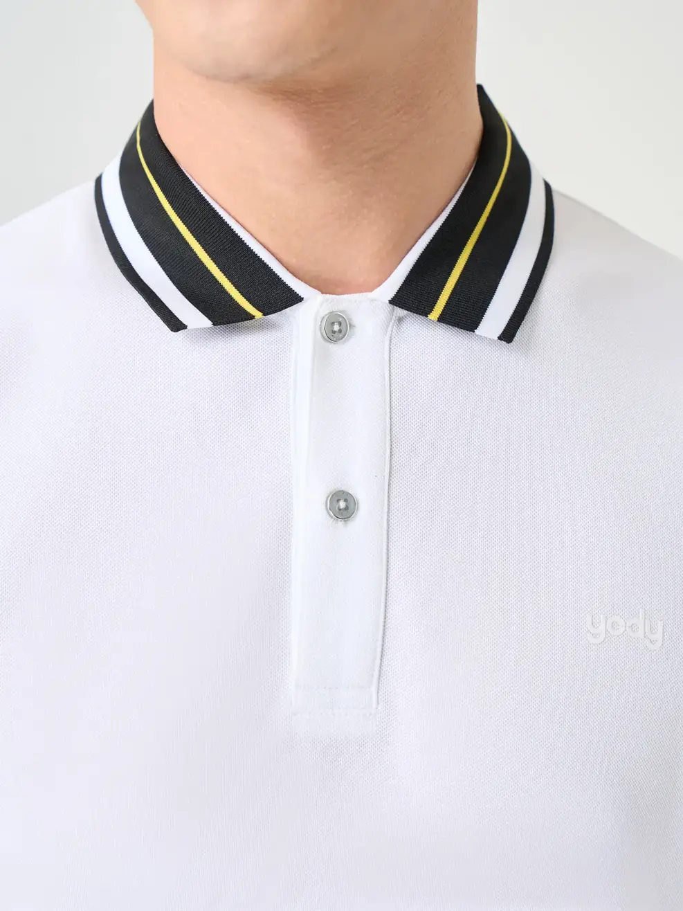 Polo Nam Cafe Dệt Tổ Ong Phối Bo Nổi Bật - Trắng - 3XL