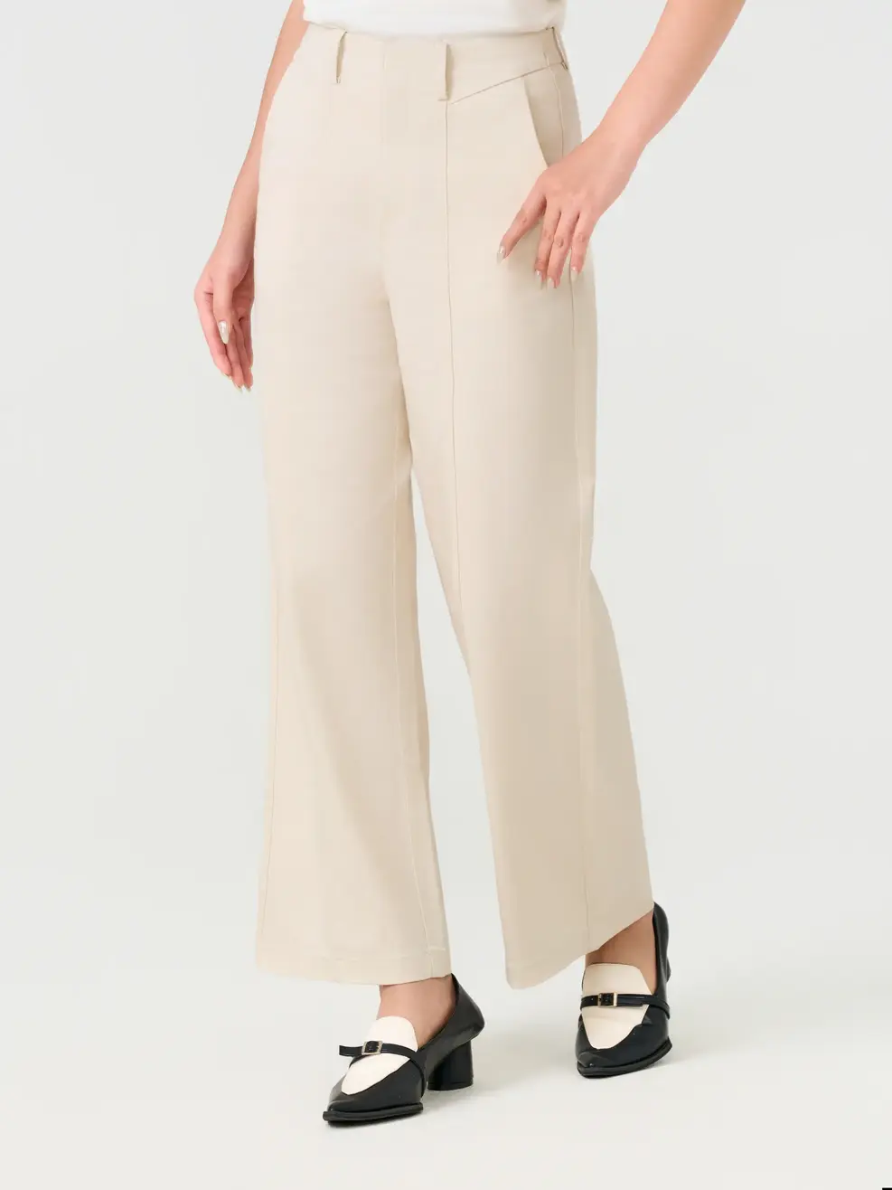 Quần Khaki Nữ Straight Soft Cạp Chéo - Xám 003 - 26