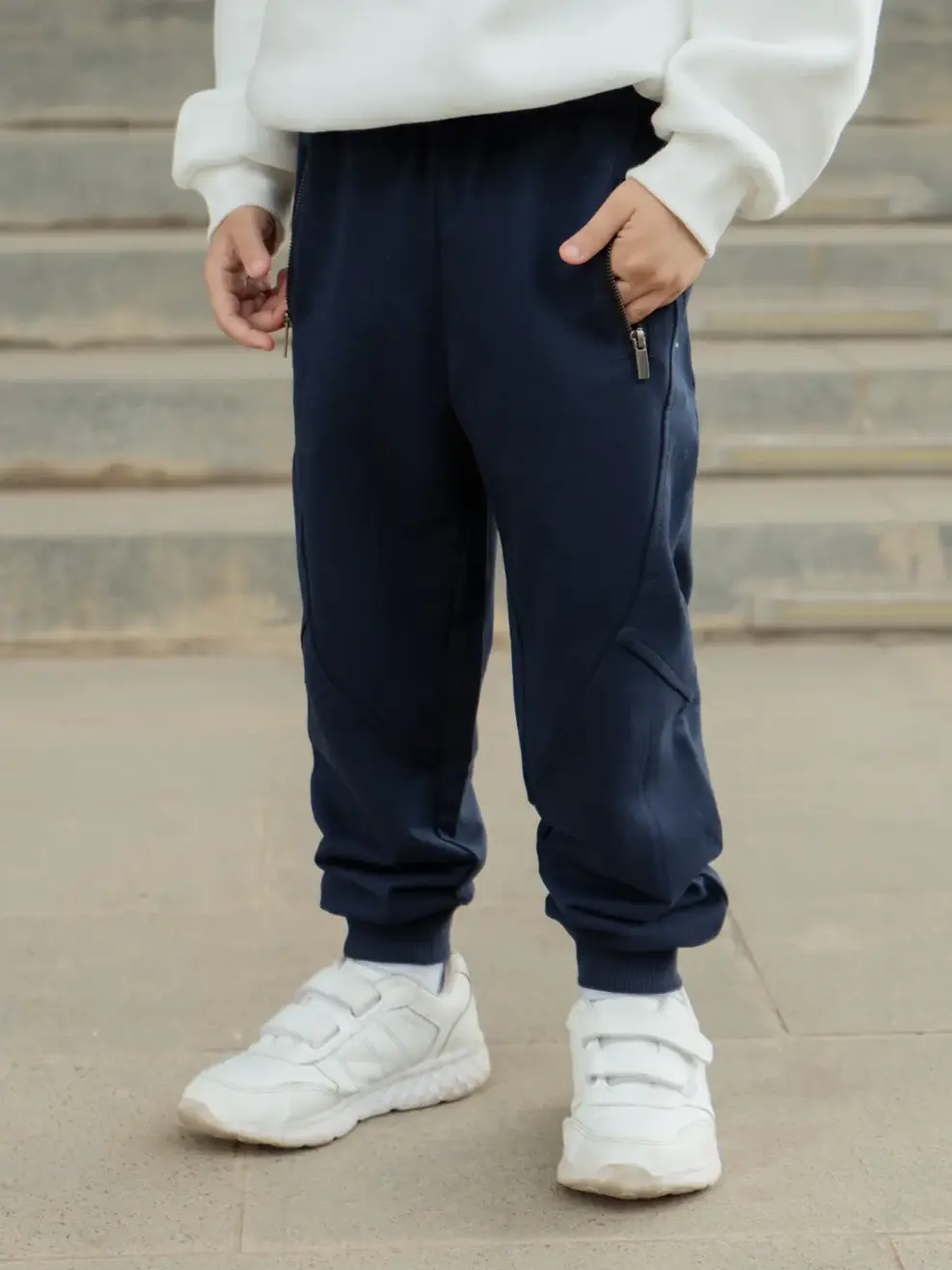 Quần nỉ kid túi khóa - Navy - 2