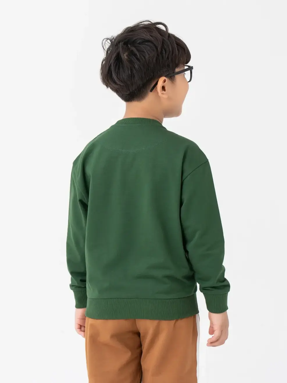 Áo Dài Tay Kid Hoodie Cổ Tròn Phối Túi - Xanh đậm - 6