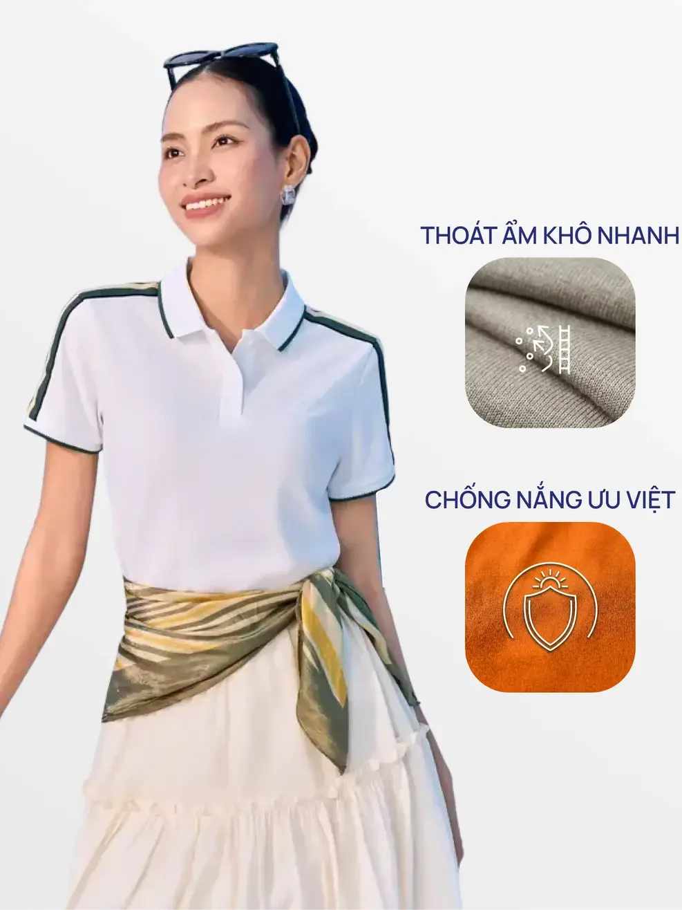 Áo Polo Phối Dây Dệt Năng Động - Trắng 001 - XS