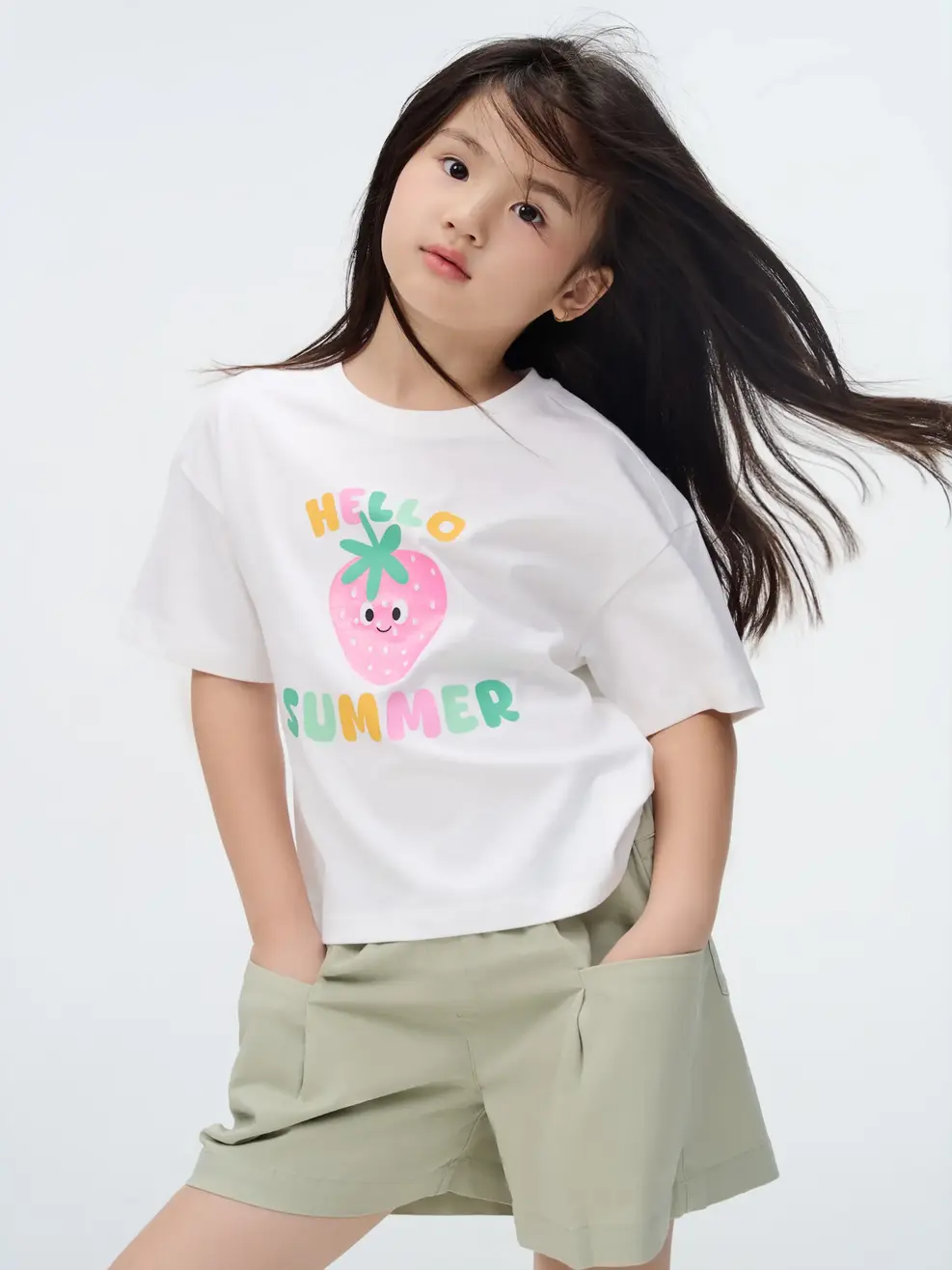 Áo Phông Bé Gái Hello Summer - Trắng 001 - 110