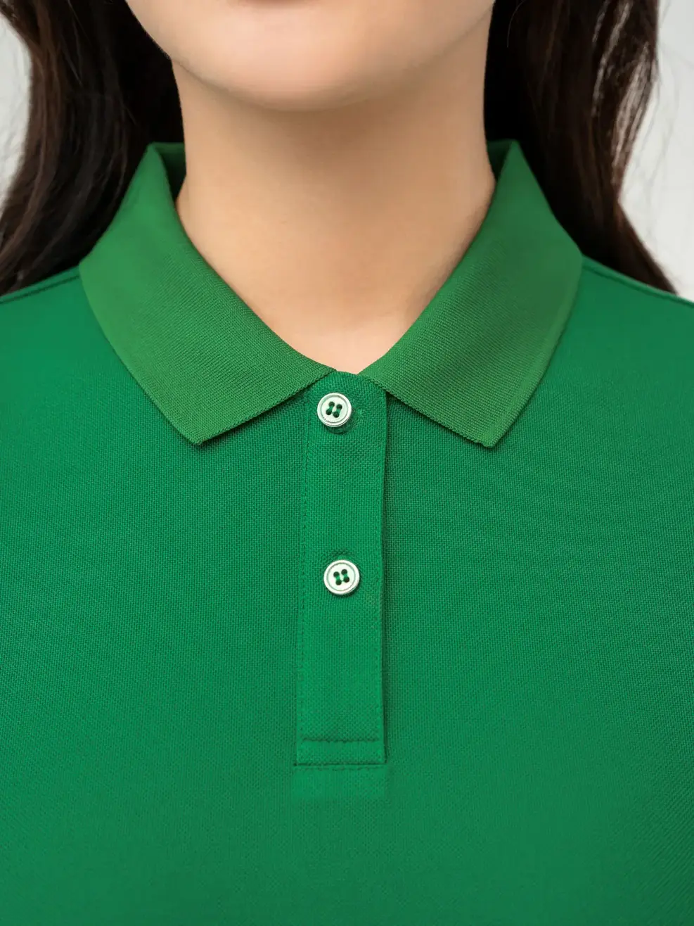 Polo Nữ Cafe Dệt Tổ Ong Basic - Xanh Lá - S