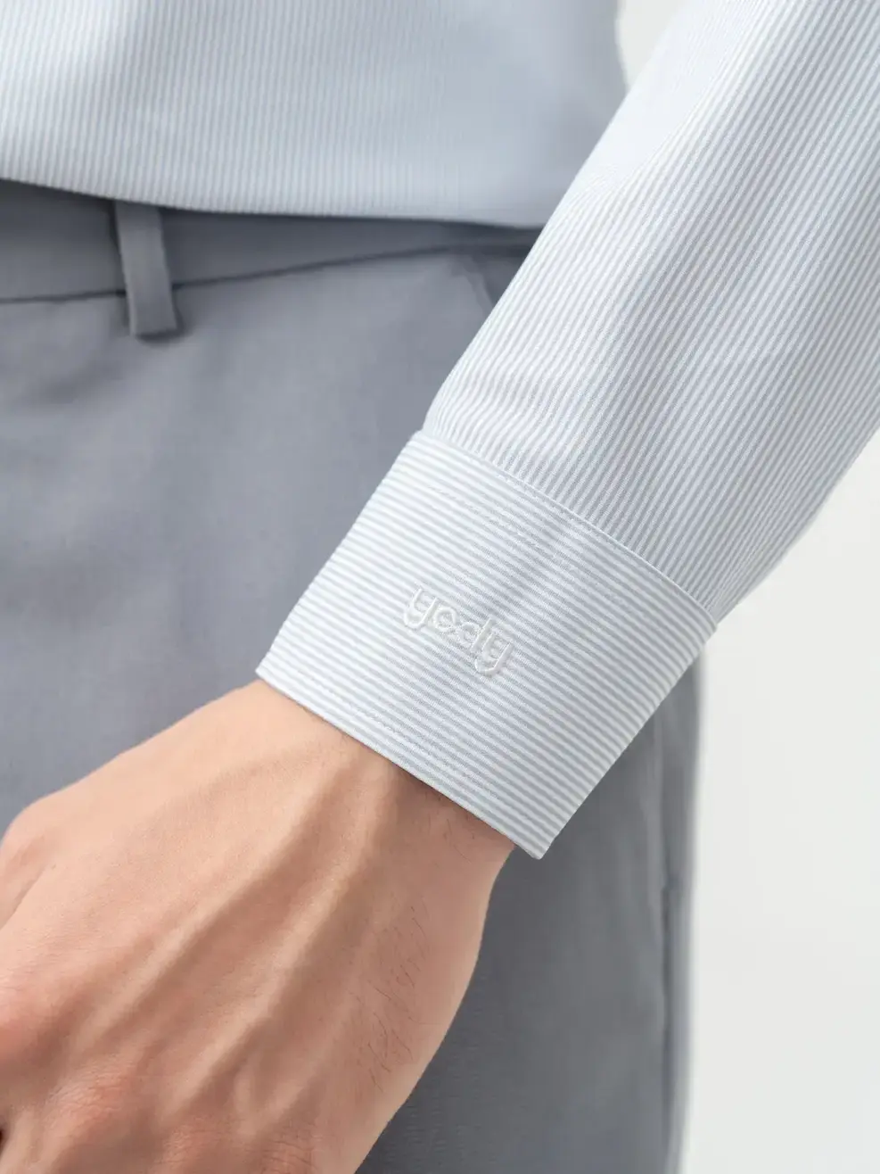 Áo Sơ-mi nam dài tay Knit kẻ sọc (SMM7019) - Kẻ Xám 160 - M