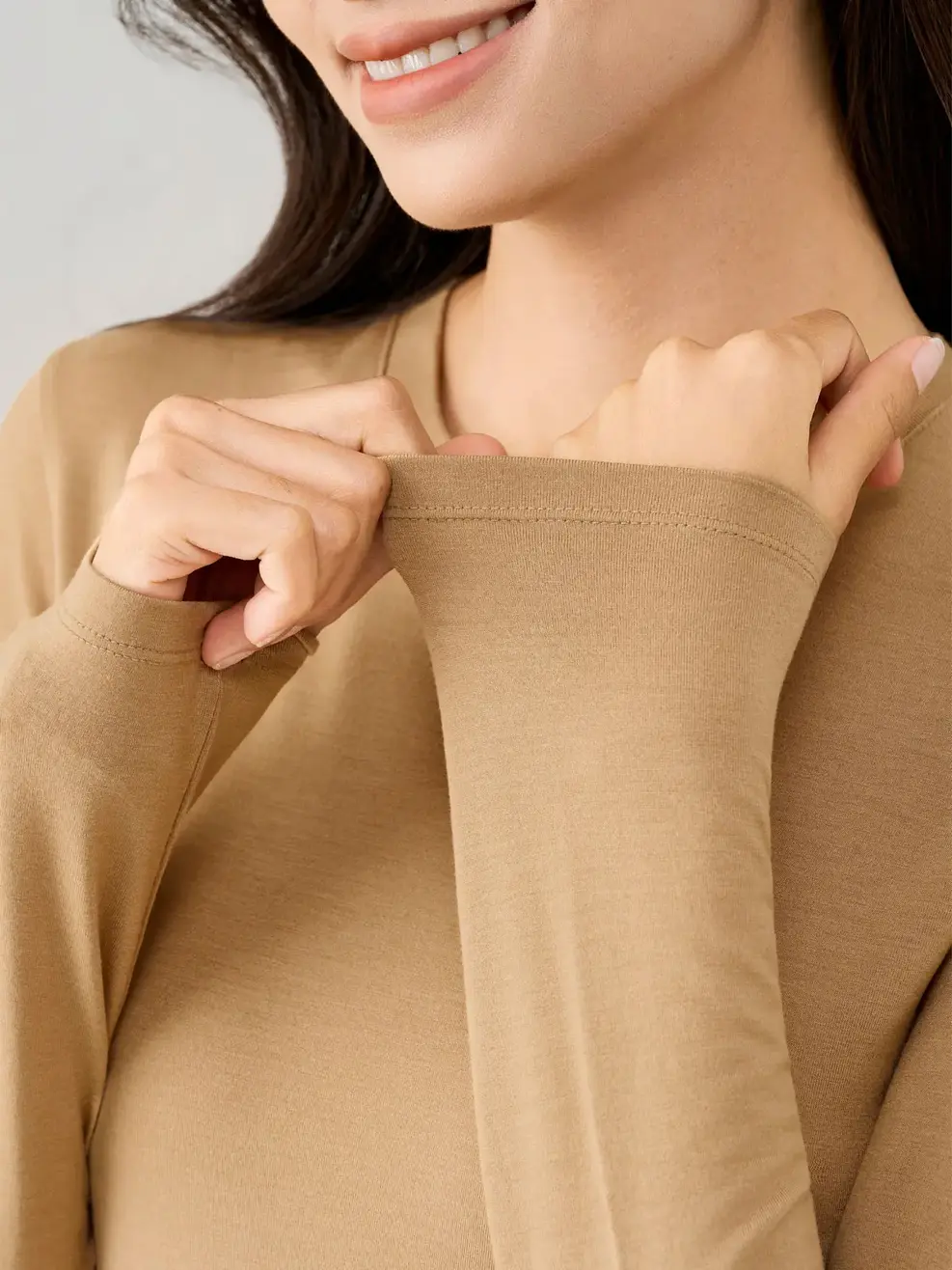 Áo Phông Giữ Nhiệt Nữ Cổ Tròn Slimfit - Nâu 124 - S
