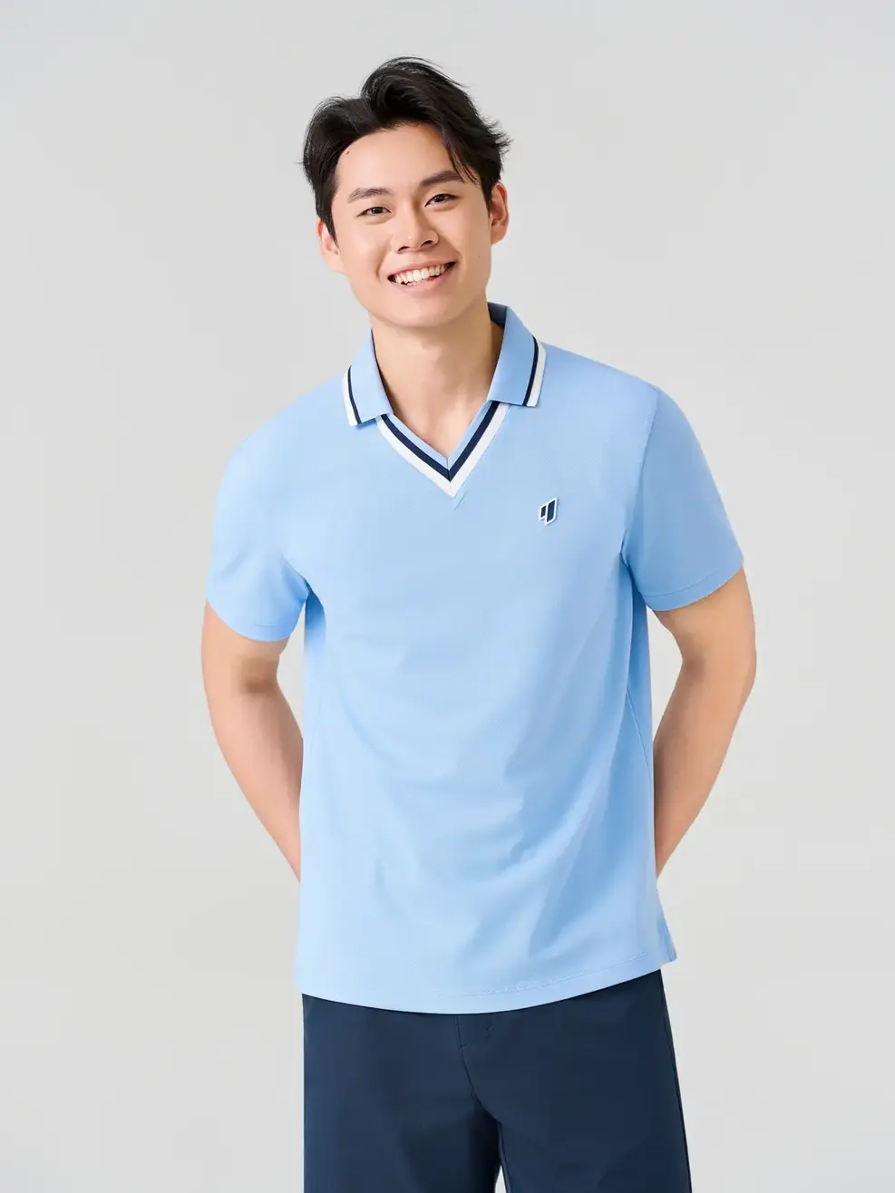 Áo Polo Bo Phối Màu - Xanh da trời 050 - M