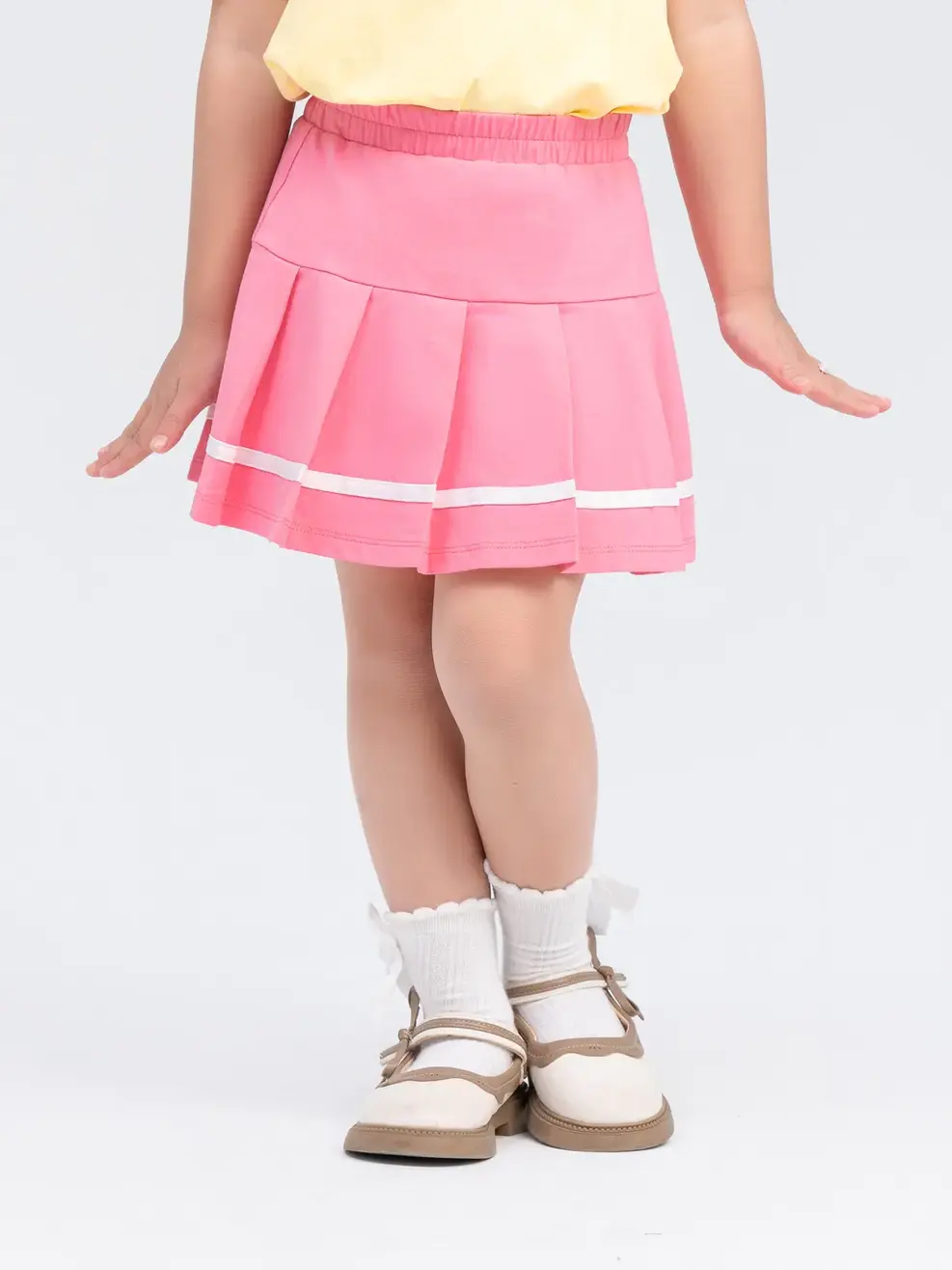 Chân Váy Trẻ Em Xếp Ly Hai Tầng - Hồng đậm - 2-3