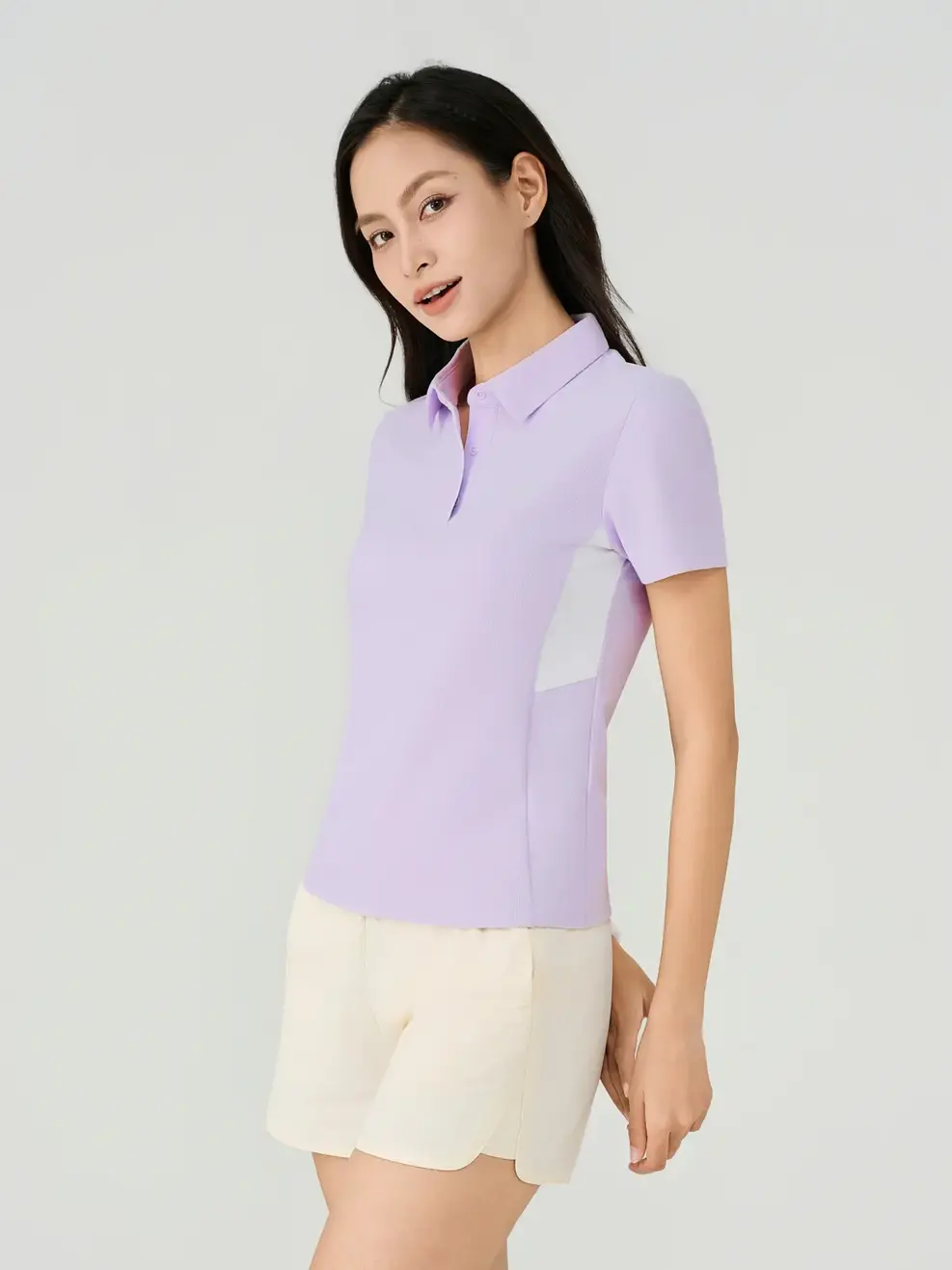 Áo Polo Sport Nữ Slim Phối Thân - Tím 014 - S