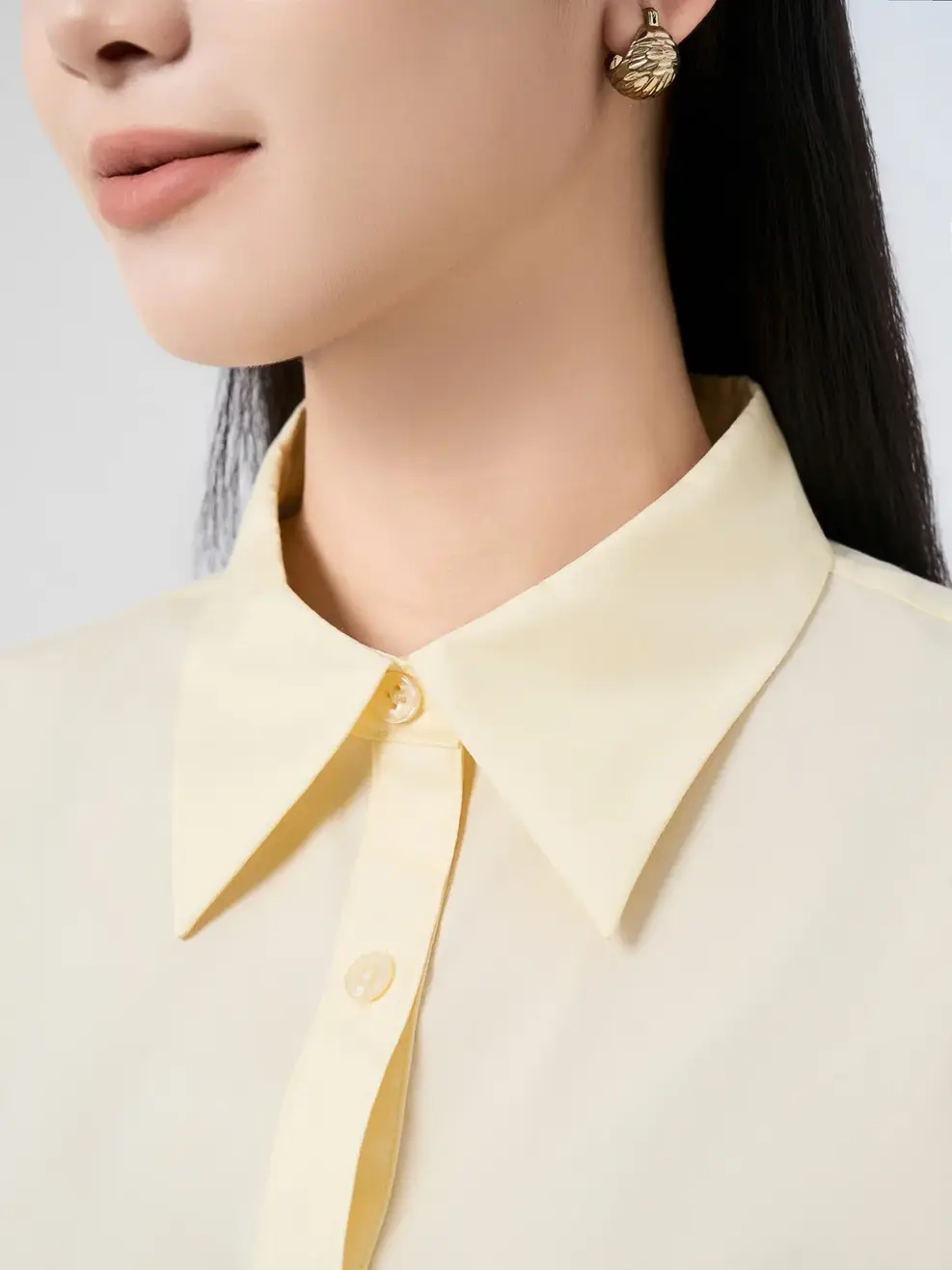 Áo Sơ-mi relax fit cotton blend essential - Màu vàng 006 - S