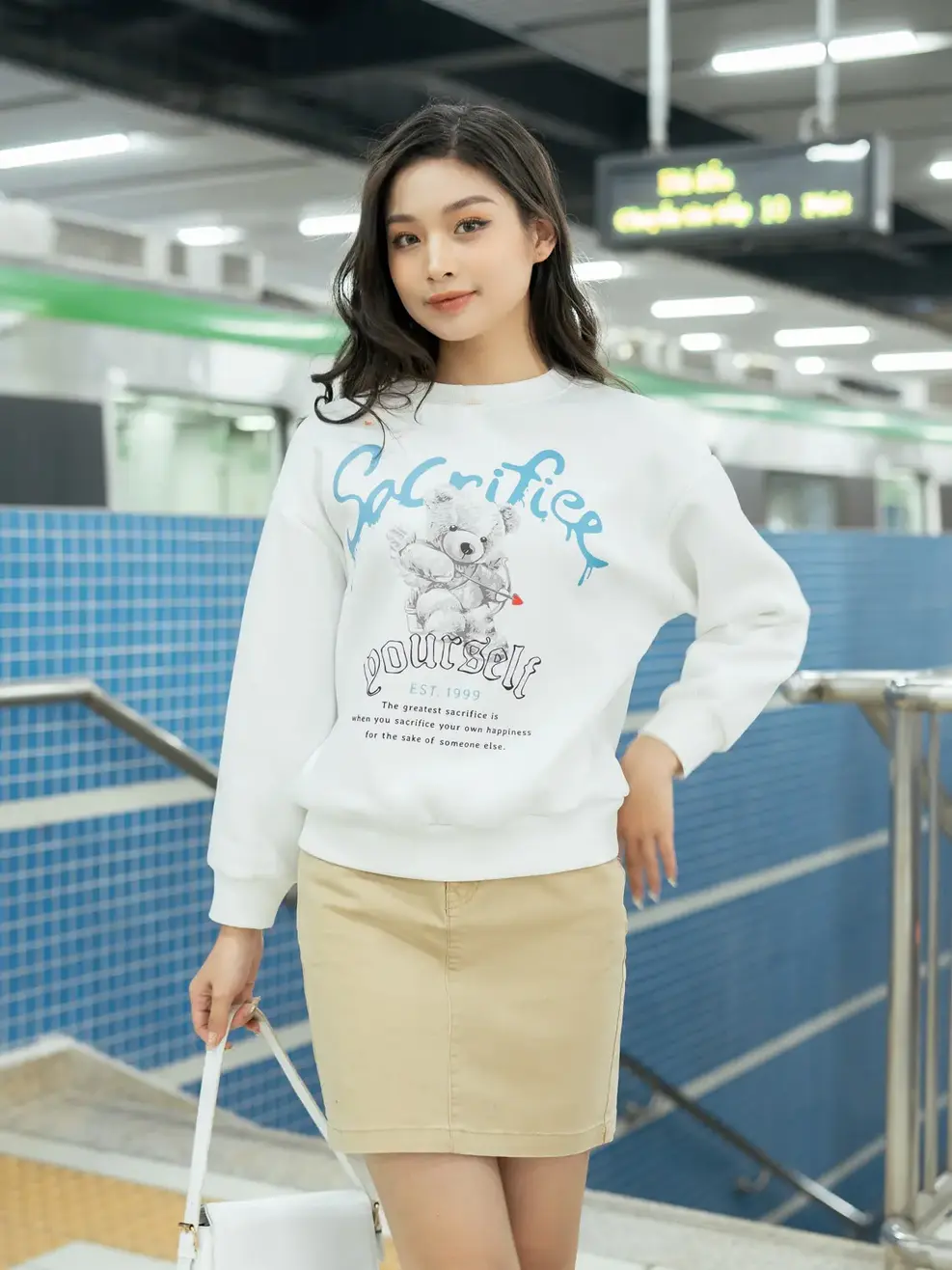 Áo gia đình in gấu - Trắng - S