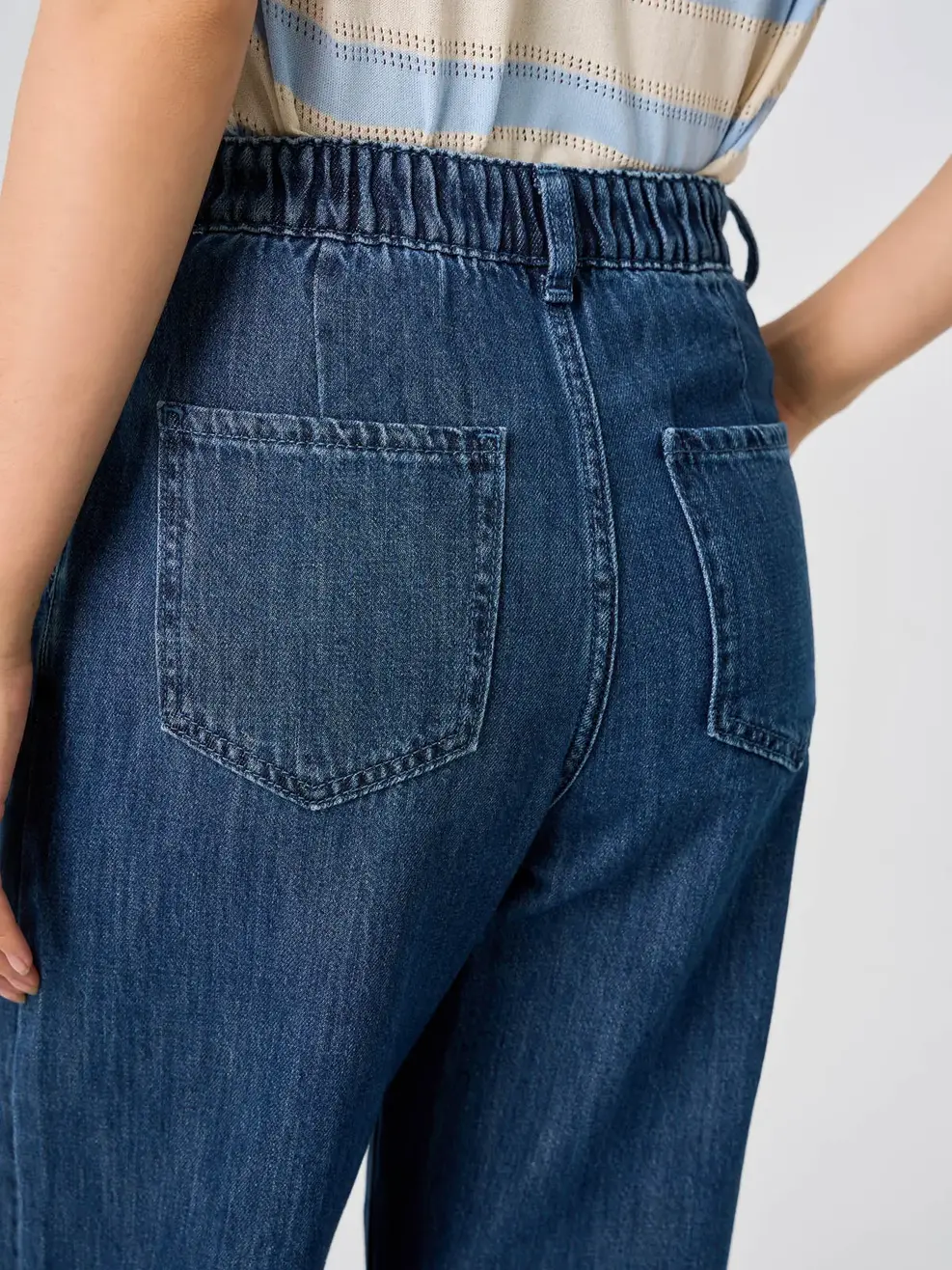 Quần Jeans Ống Suông Cạp Chun Mỏng Nhẹ - Màu chàm 001 - 26